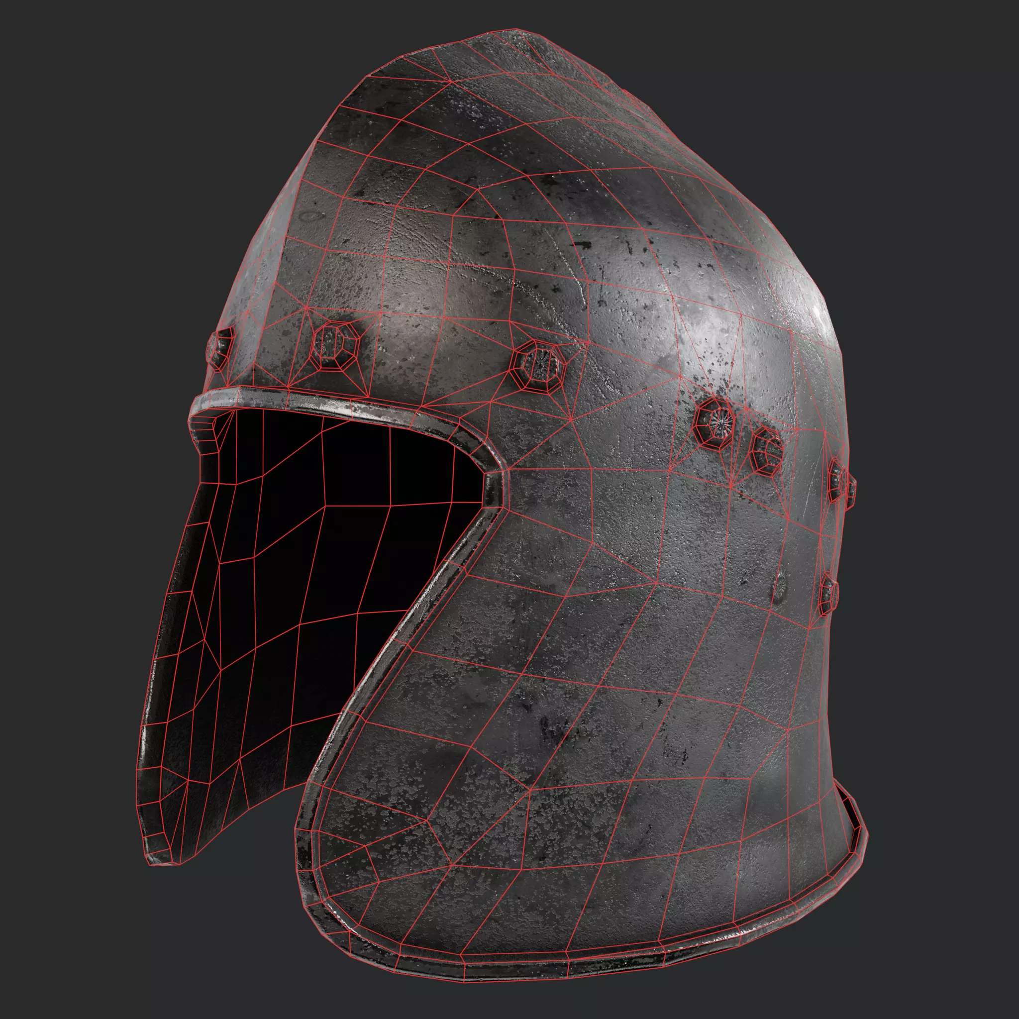 Medieval Helm Fantasy Low Poly PBR Low-poly 3D model_6