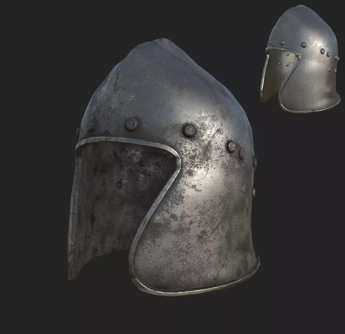 Medieval Helm Fantasy Low Poly PBR Low-poly 3D model_0