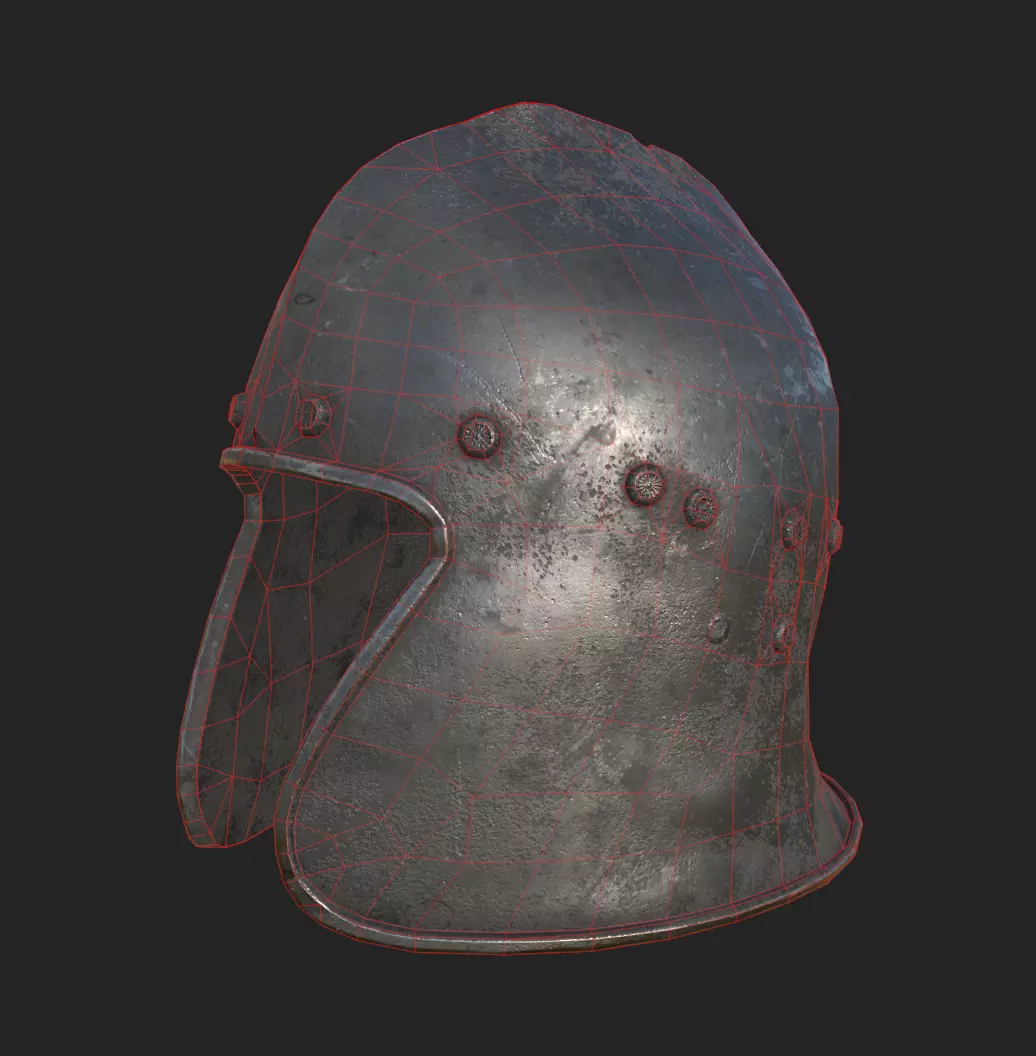 Medieval Helm Fantasy Low Poly PBR Low-poly 3D model_2