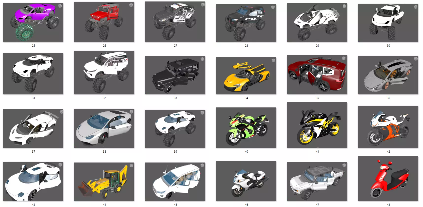 Car pack  Low-poly 3D model_0