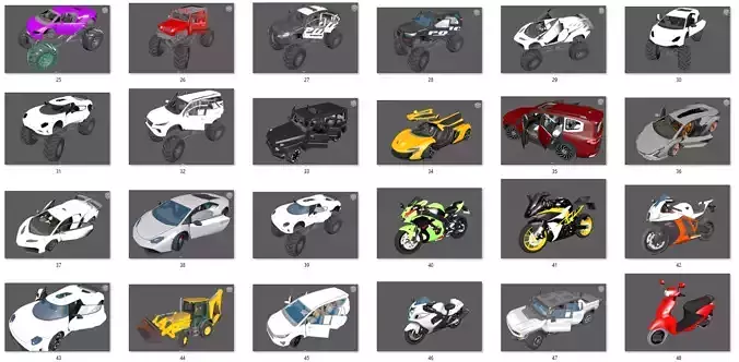 Car pack  Low-poly 3D model