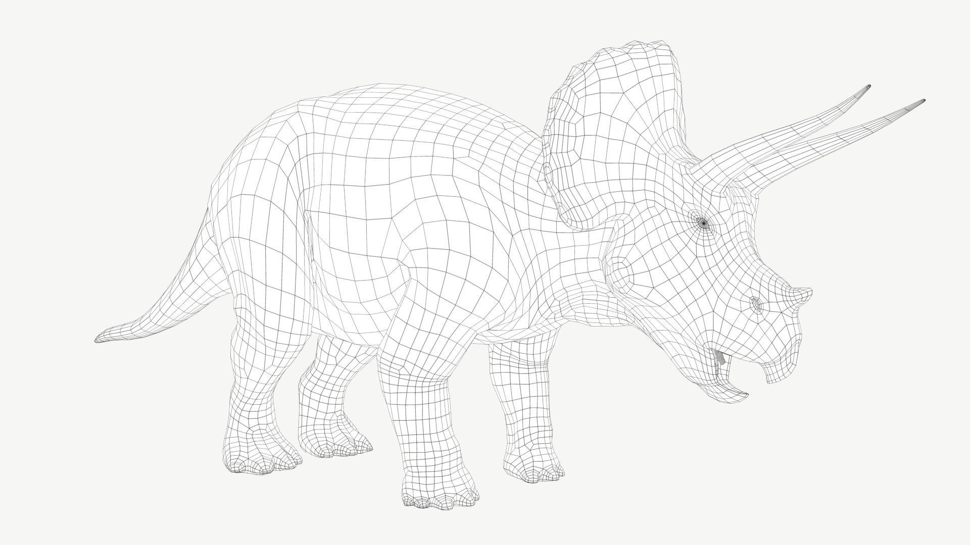 Triceratops dinosaur Low-poly 3D model_2