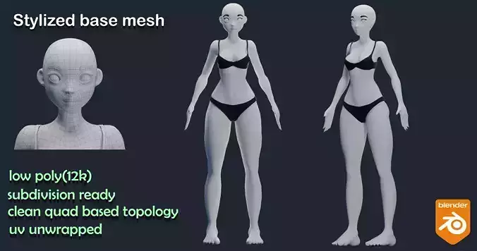 Stylized female base mesh