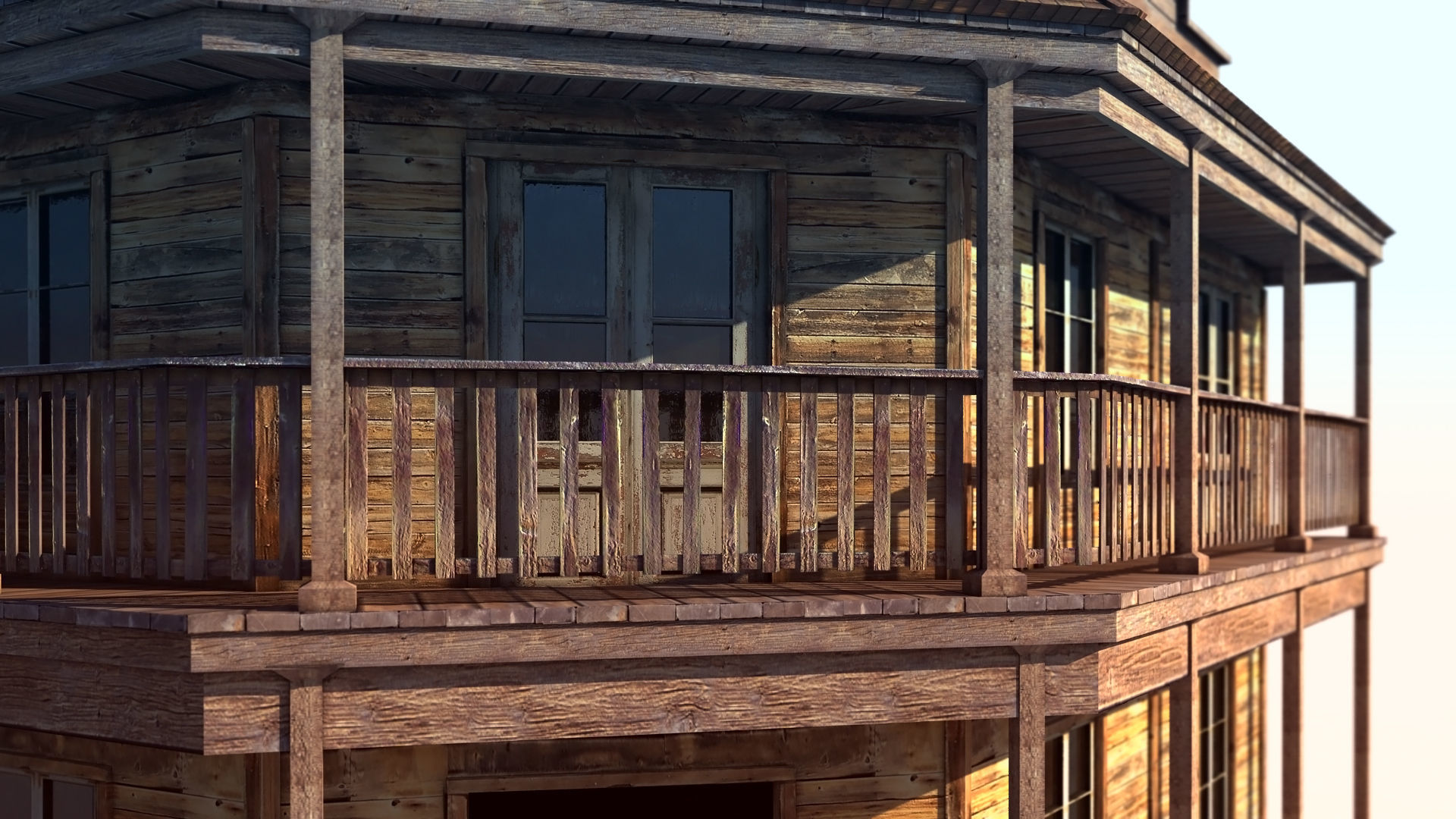 Wild West Saloon Low-poly 3D model_4