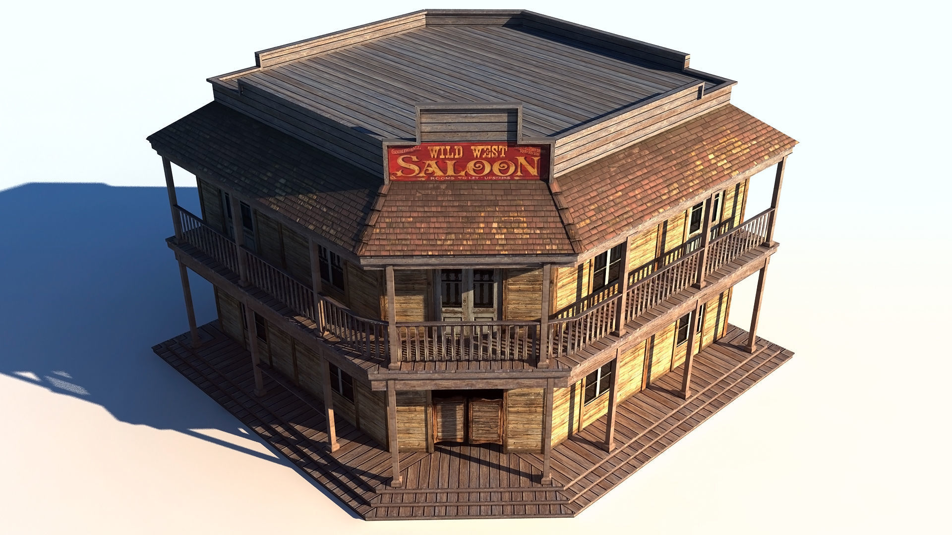Wild West Saloon Low-poly 3D model_1