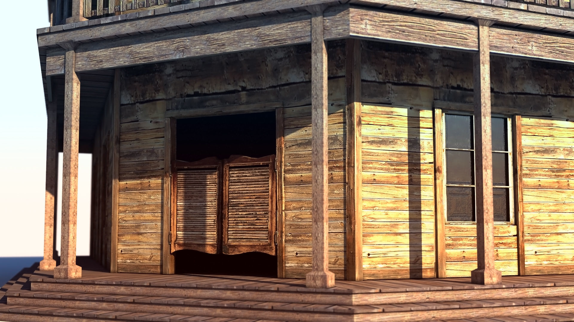 Wild West Saloon Low-poly 3D model_5