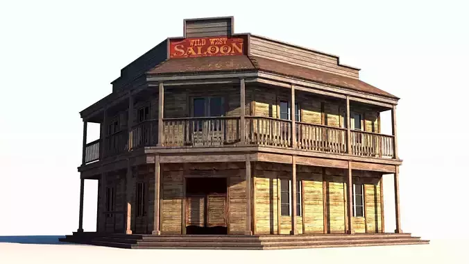 Wild West Saloon Low-poly 3D model
