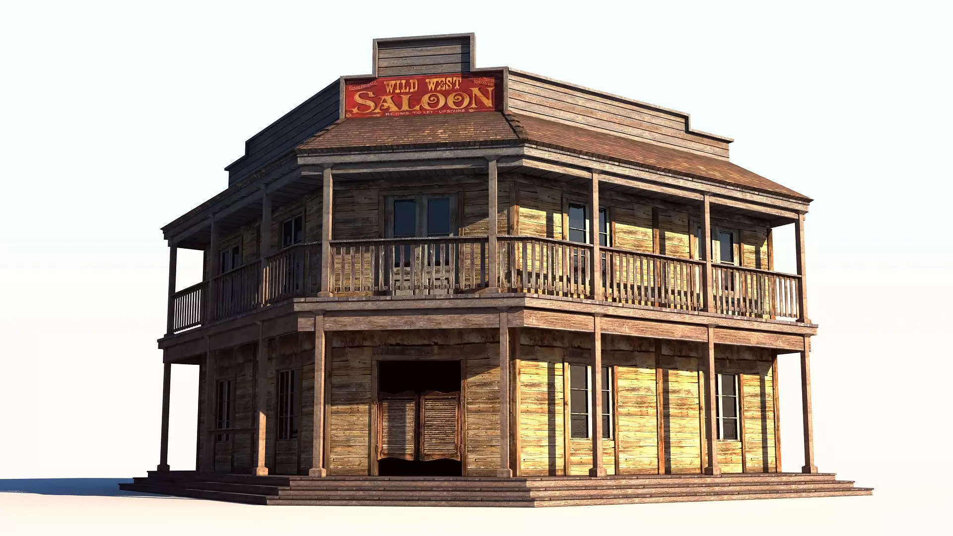 Wild West Saloon Low-poly 3D model_0