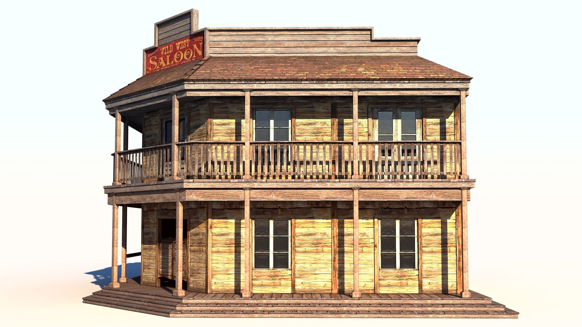 Wild West Saloon Low-poly 3D model_2