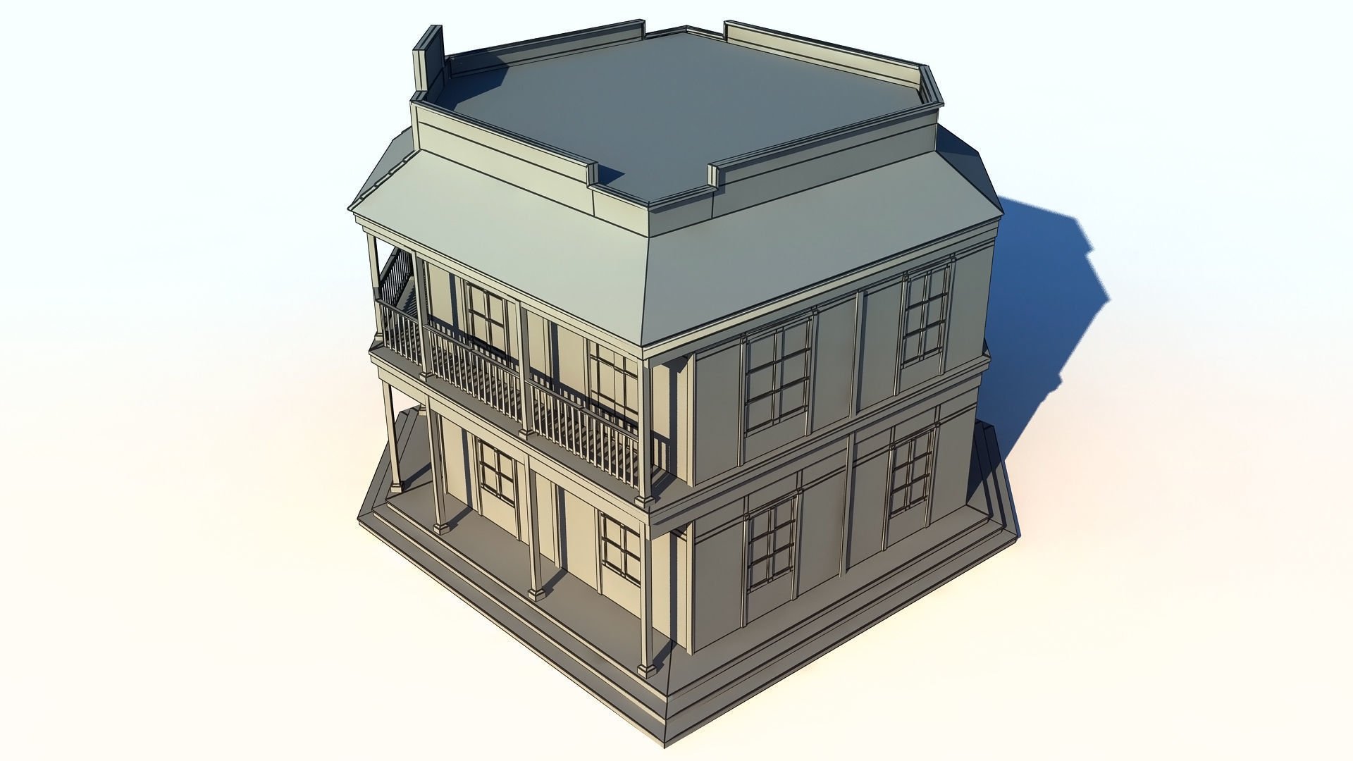 Wild West Saloon Low-poly 3D model_7