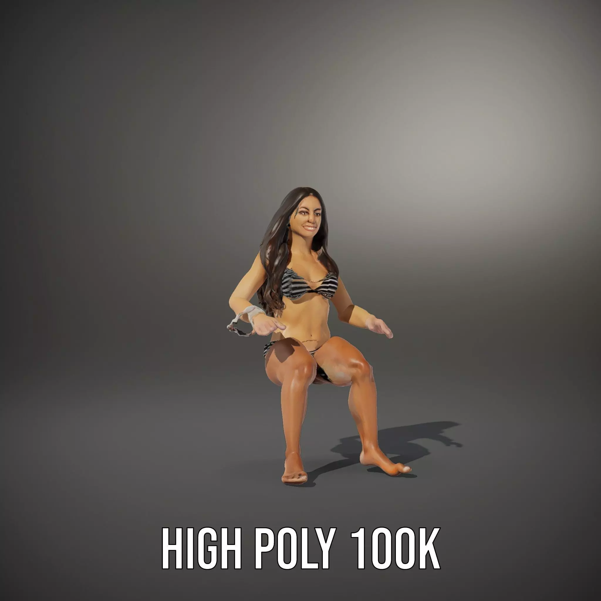 Striped Bikini Female model pack Low-poly 3D model_8