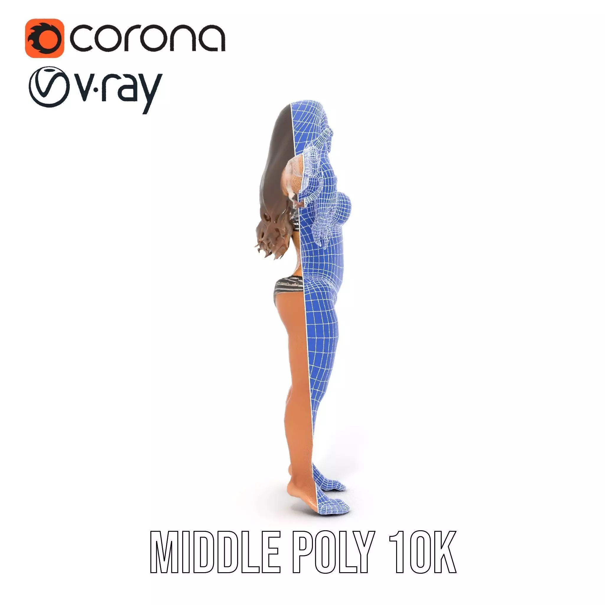 Striped Bikini Female model pack Low-poly 3D model_21