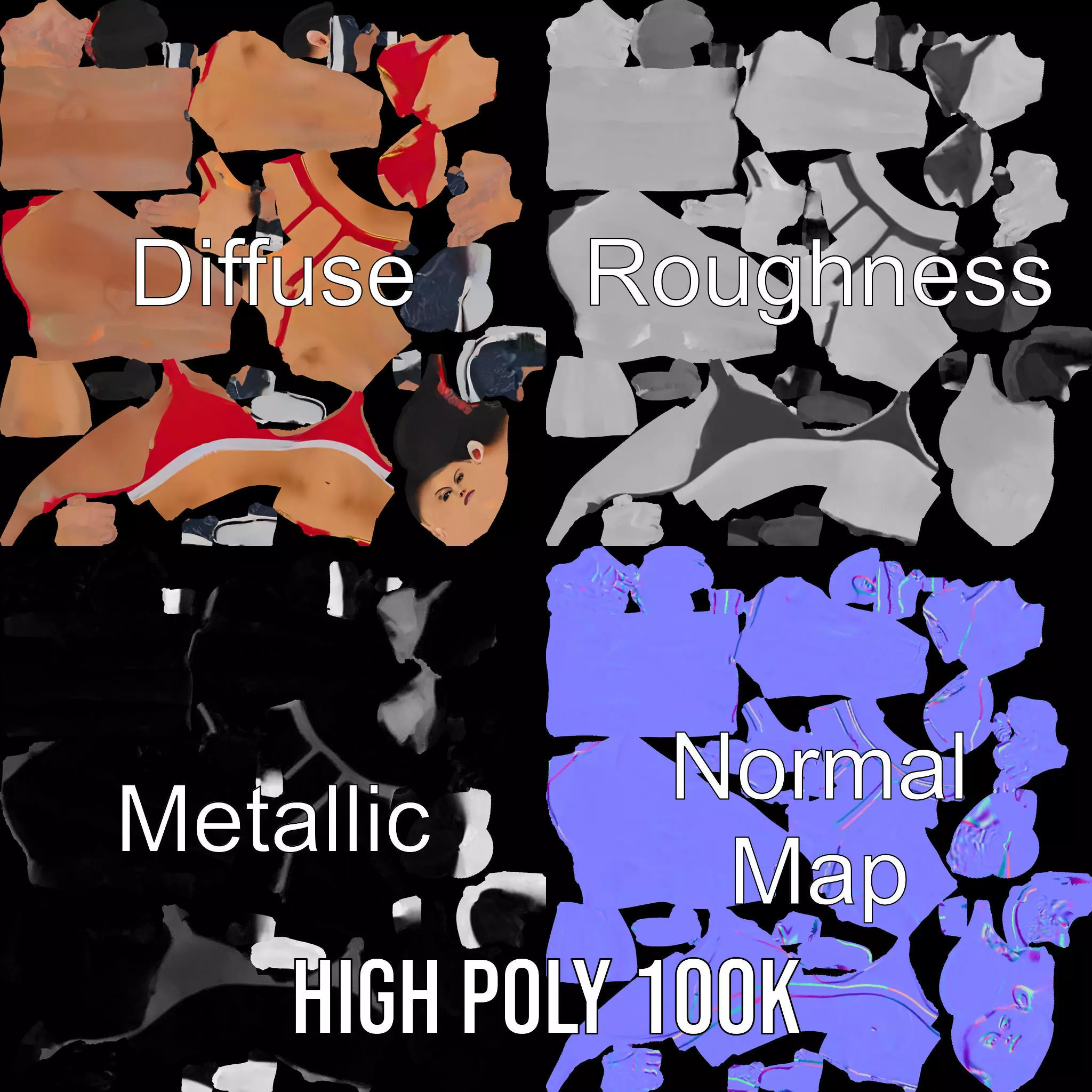 Dynamic Fitness Figure model pack Low-poly 3D model_3