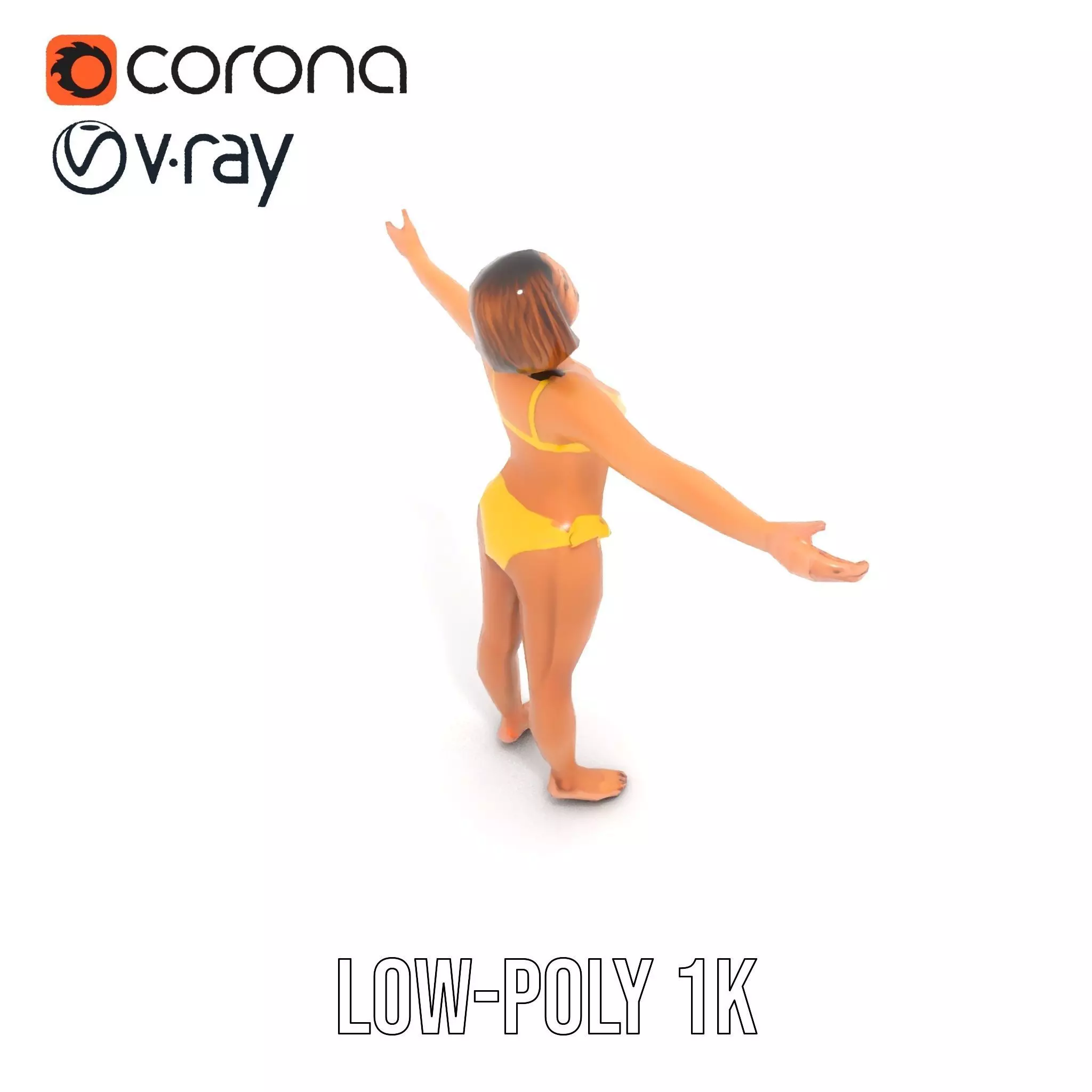 Yellow Bikini Character model pack Low-poly 3D model_7