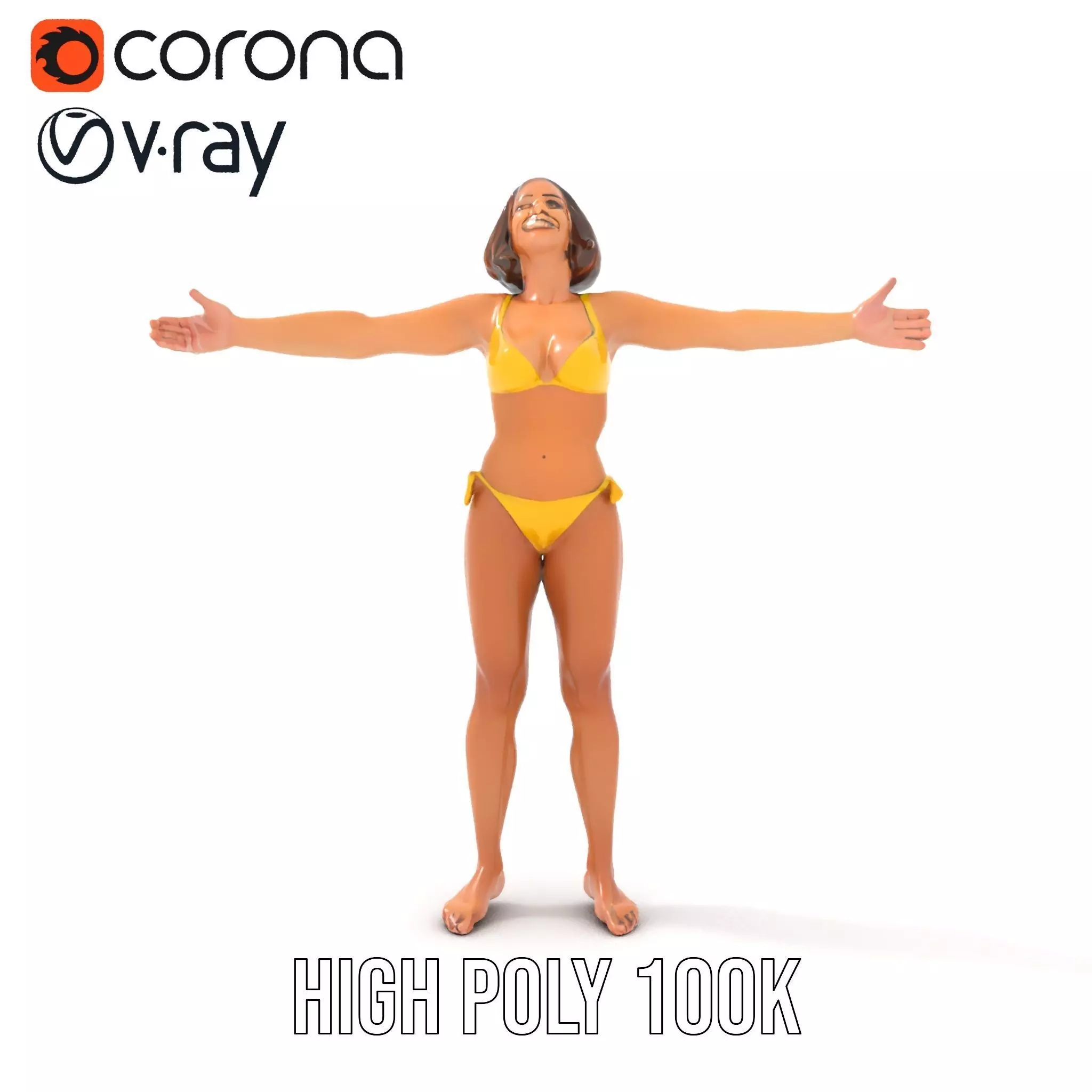 Yellow Bikini Character model pack Low-poly 3D model_23