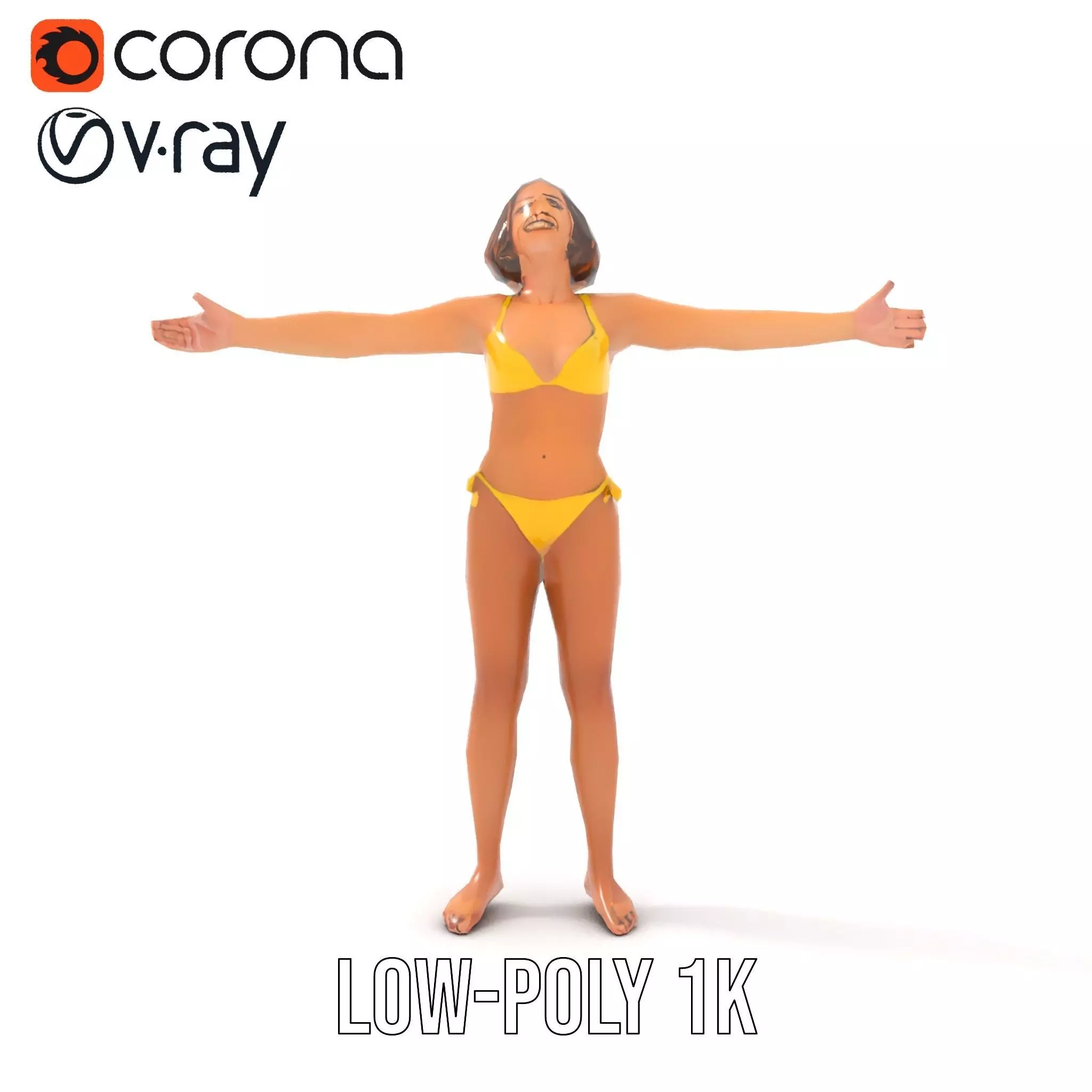 Yellow Bikini Character model pack Low-poly 3D model_22