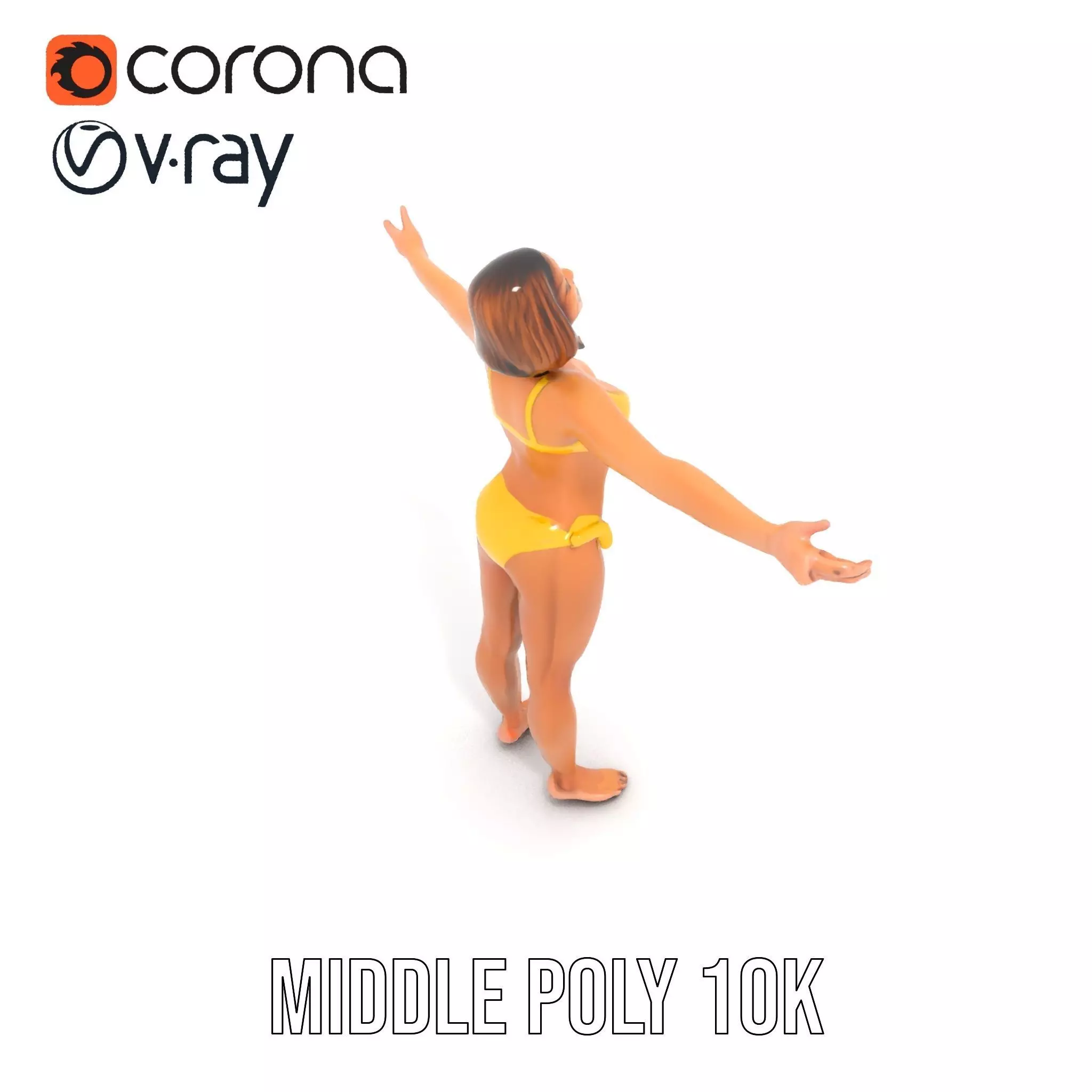 Yellow Bikini Character model pack Low-poly 3D model_5
