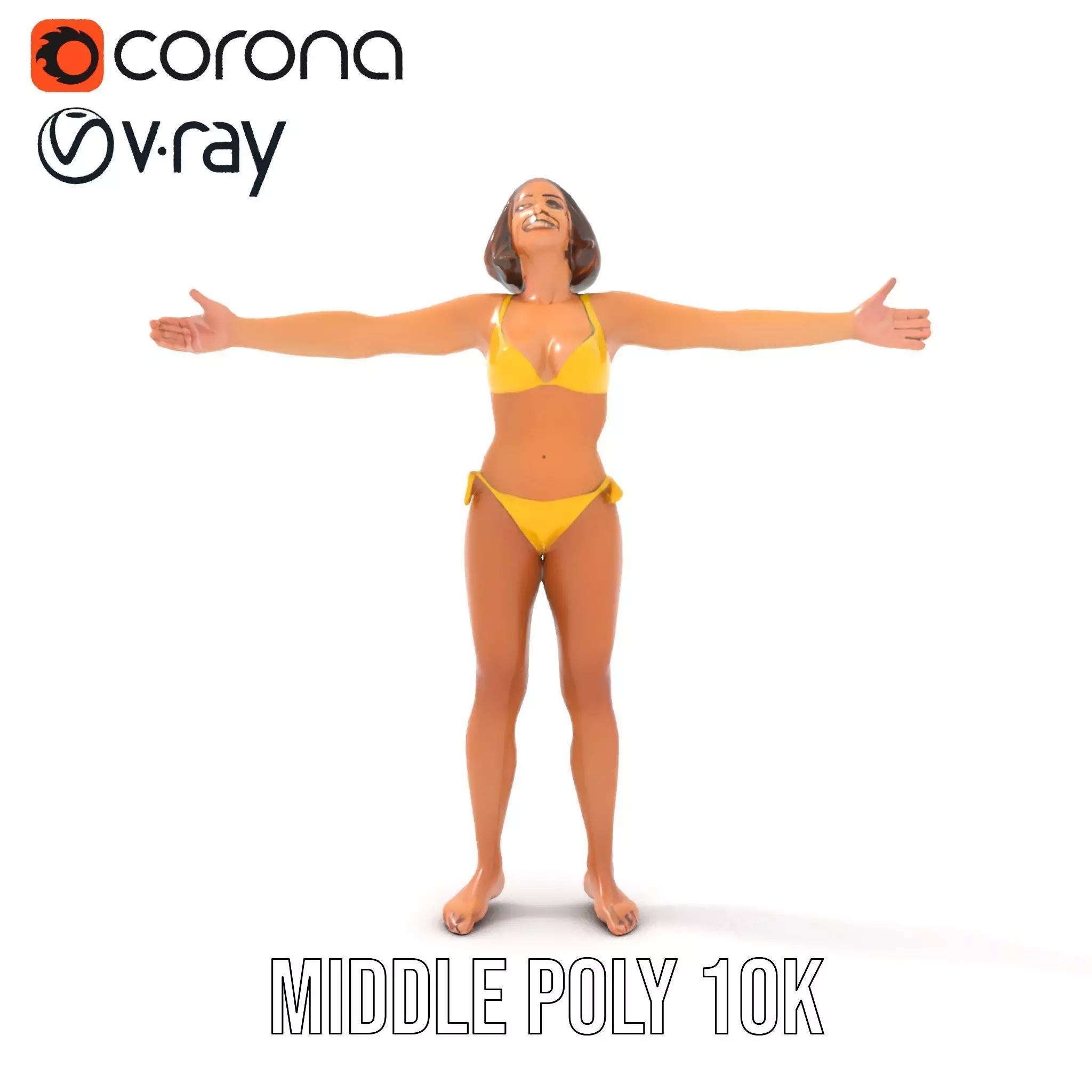 Yellow Bikini Character model pack Low-poly 3D model_6