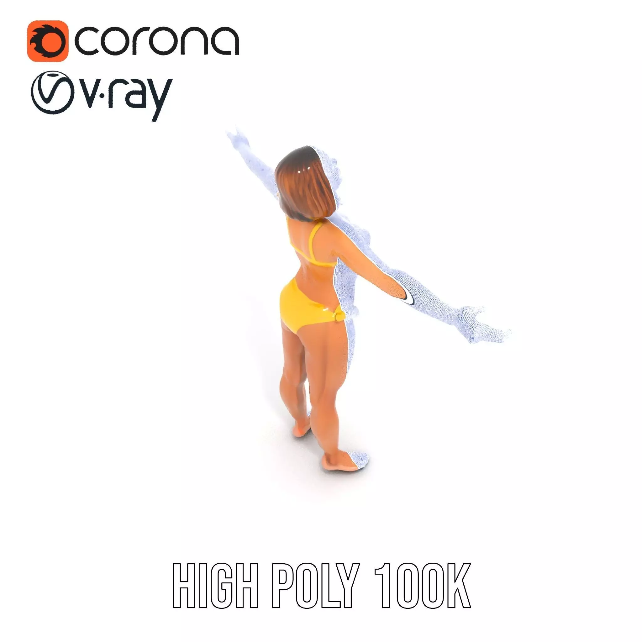 Yellow Bikini Character model pack Low-poly 3D model_33