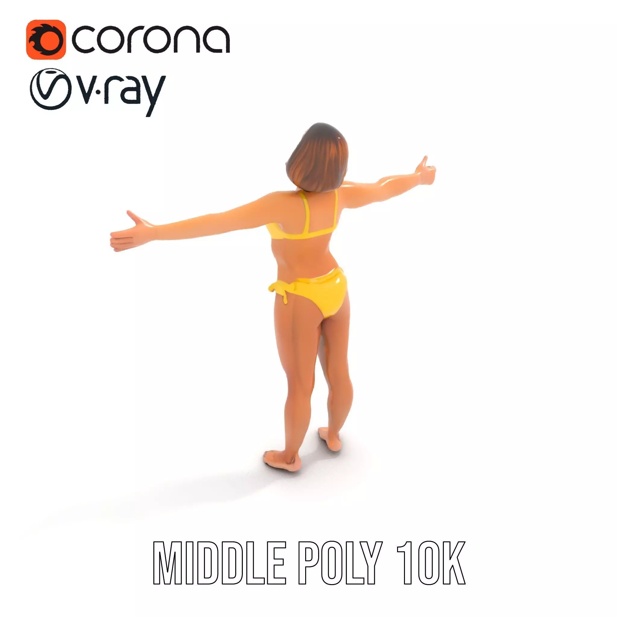 Yellow Bikini Character model pack Low-poly 3D model_21