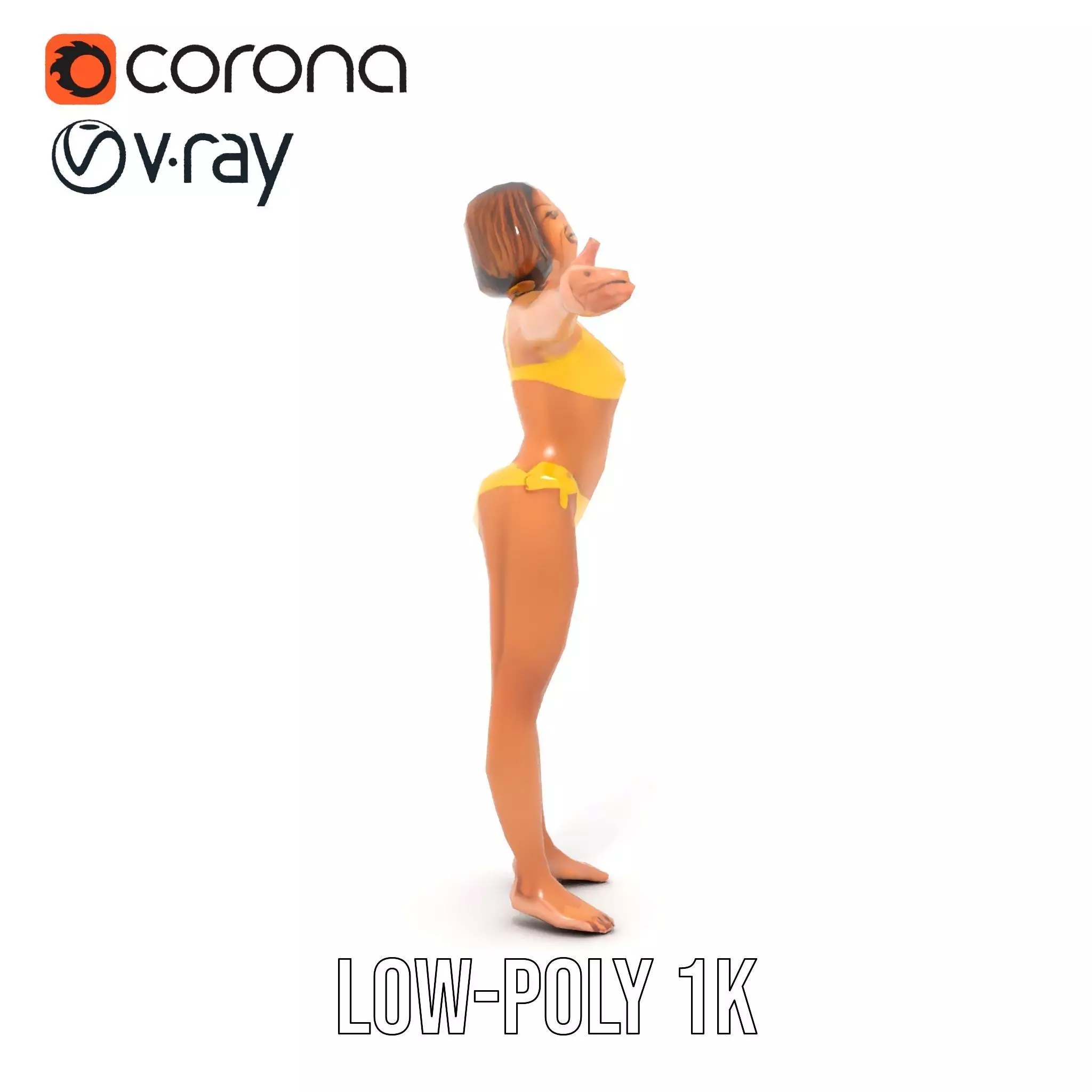 Yellow Bikini Character model pack Low-poly 3D model_14