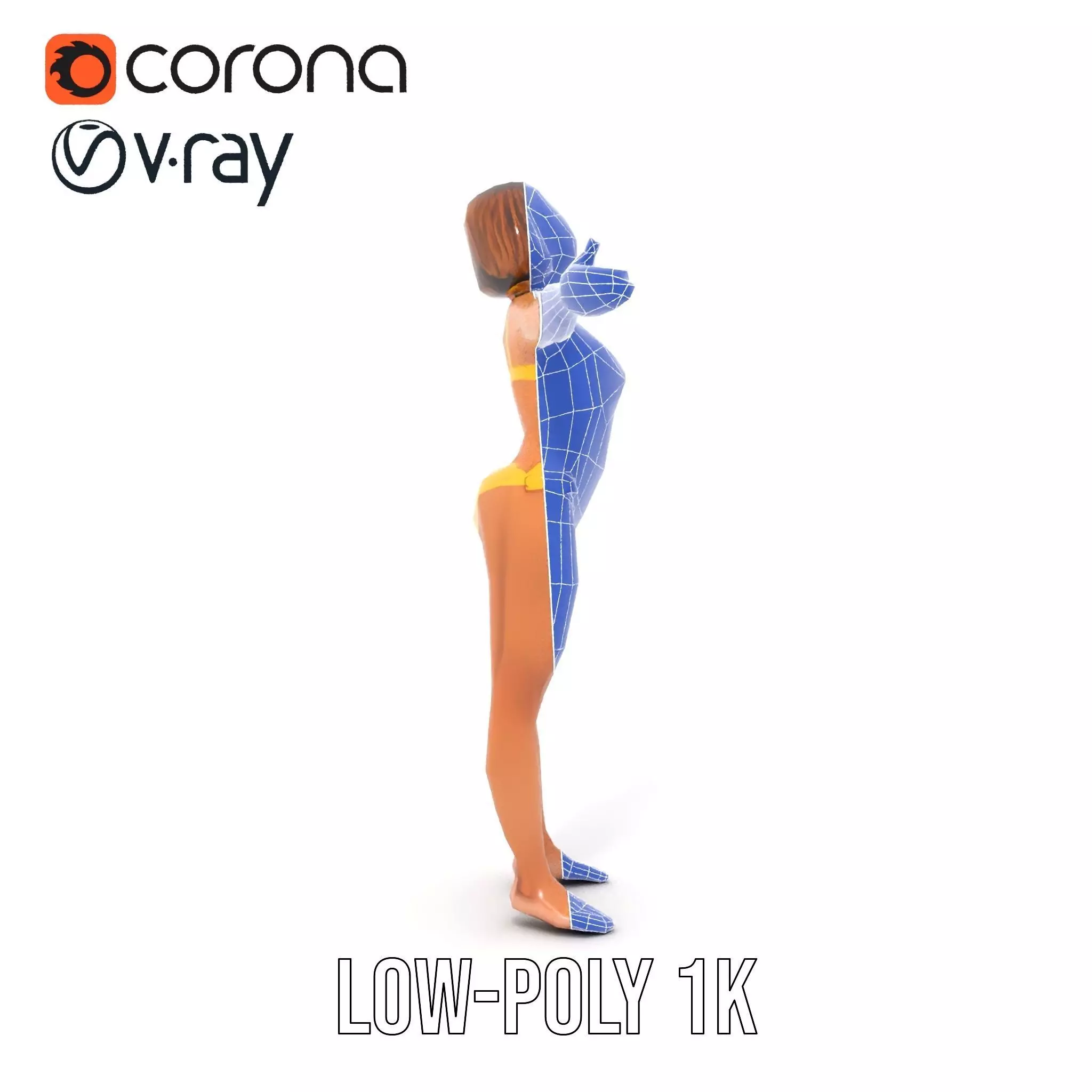 Yellow Bikini Character model pack Low-poly 3D model_25