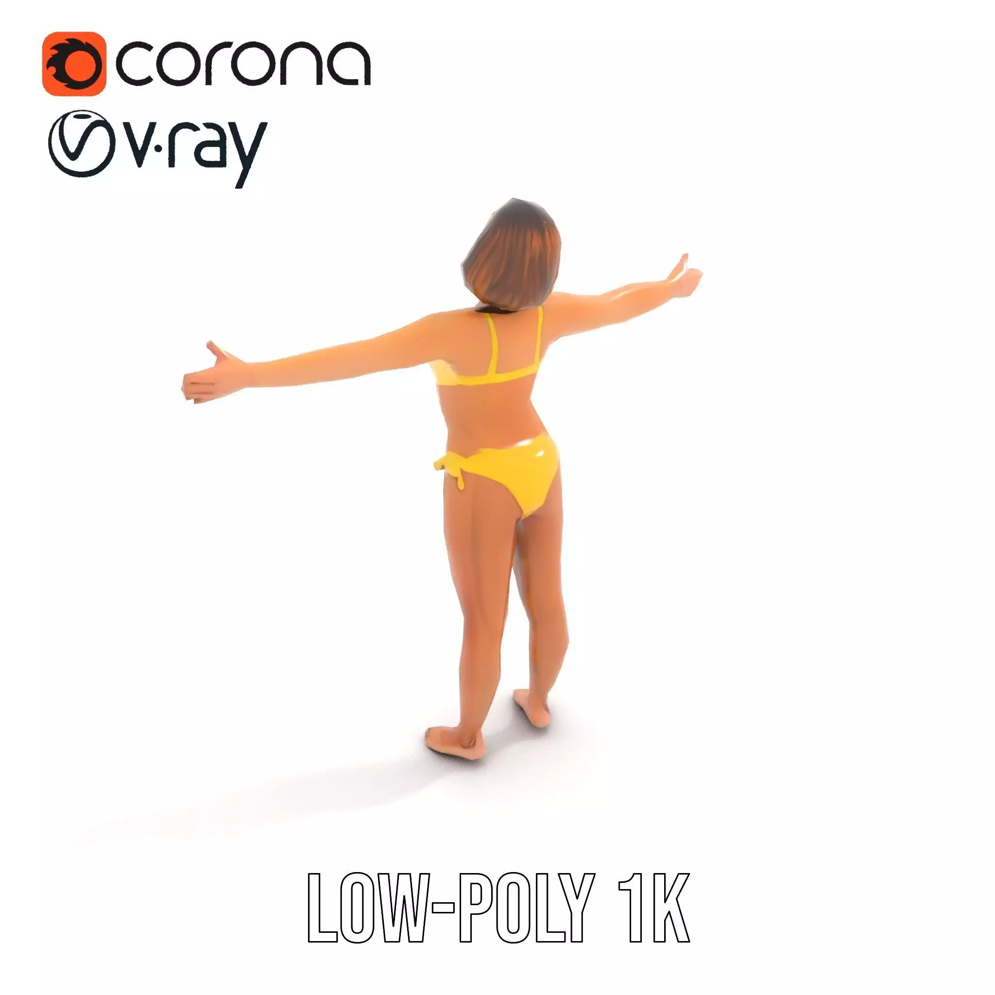 Yellow Bikini Character model pack Low-poly 3D model_9