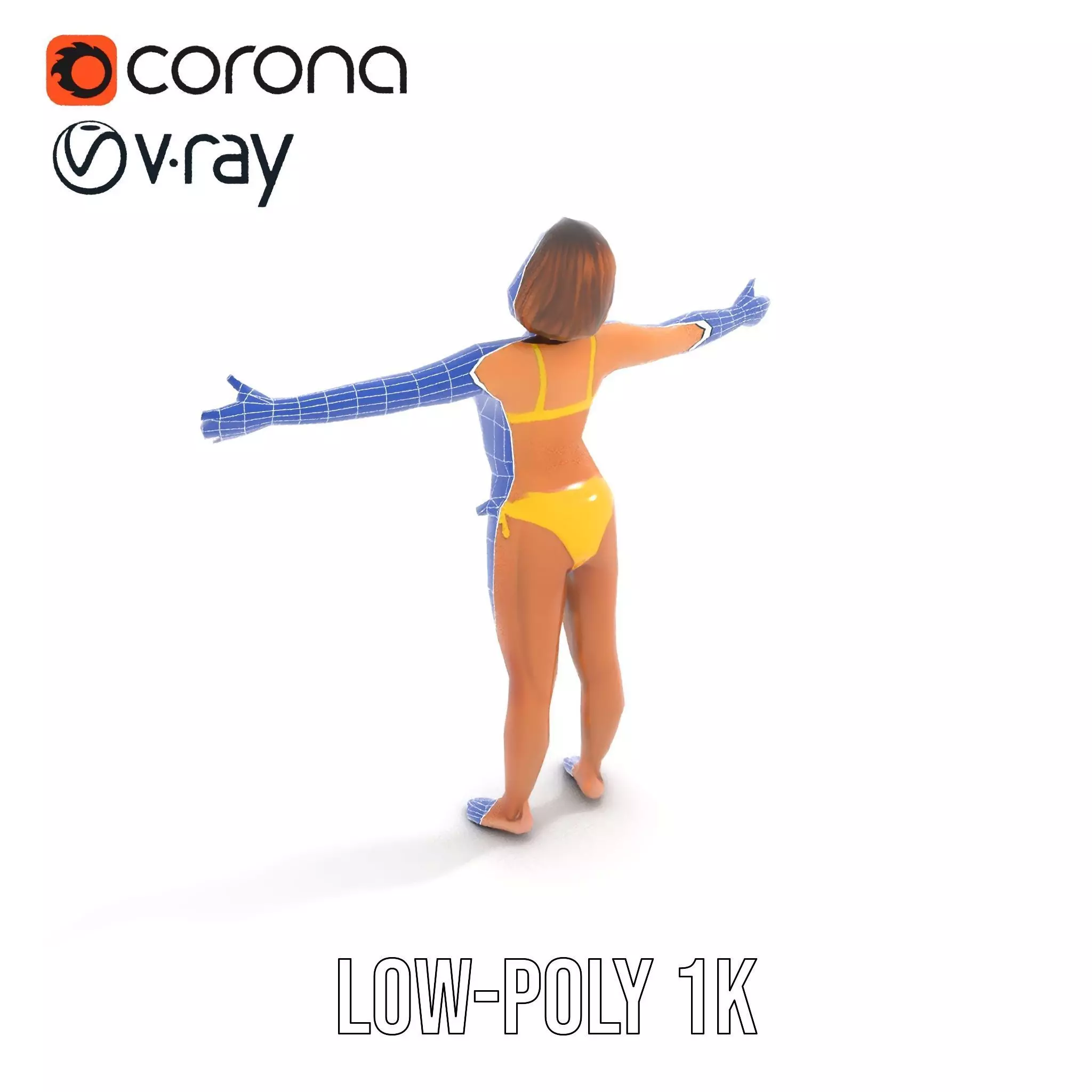 Yellow Bikini Character model pack Low-poly 3D model_19
