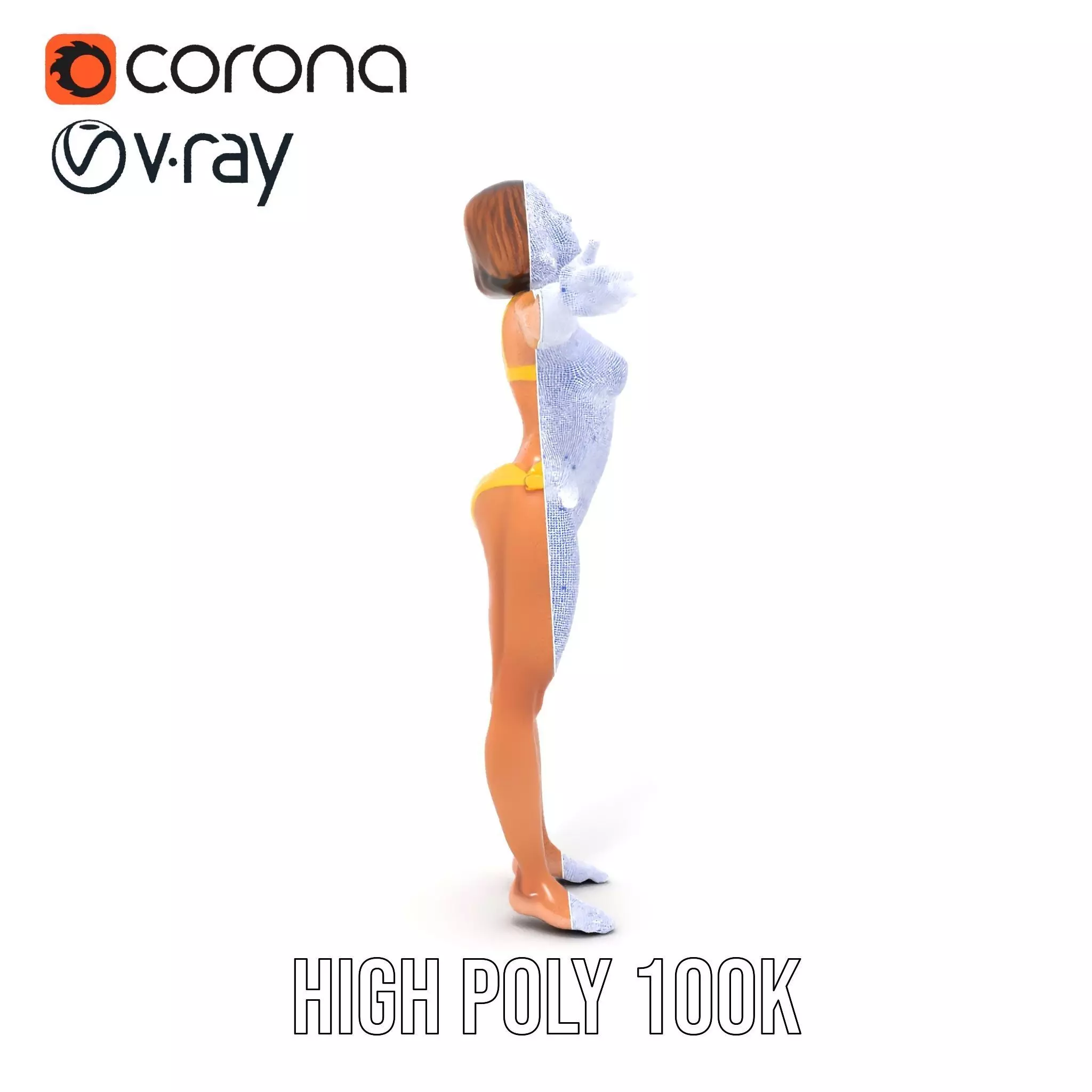 Yellow Bikini Character model pack Low-poly 3D model_32