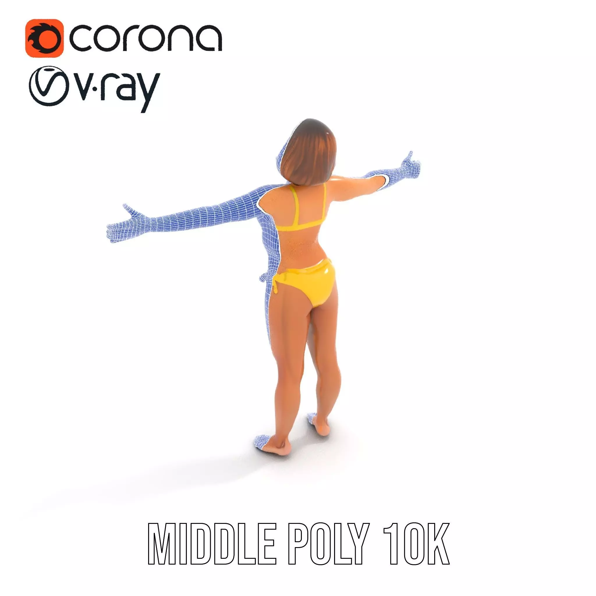 Yellow Bikini Character model pack Low-poly 3D model_16