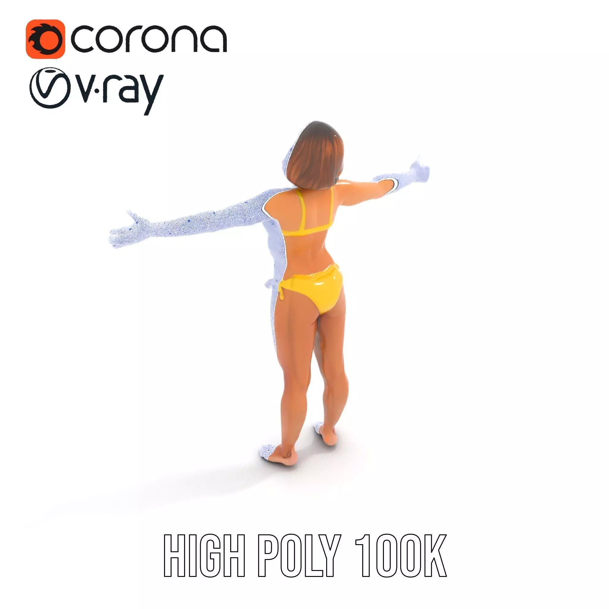 Yellow Bikini Character model pack Low-poly 3D model_34