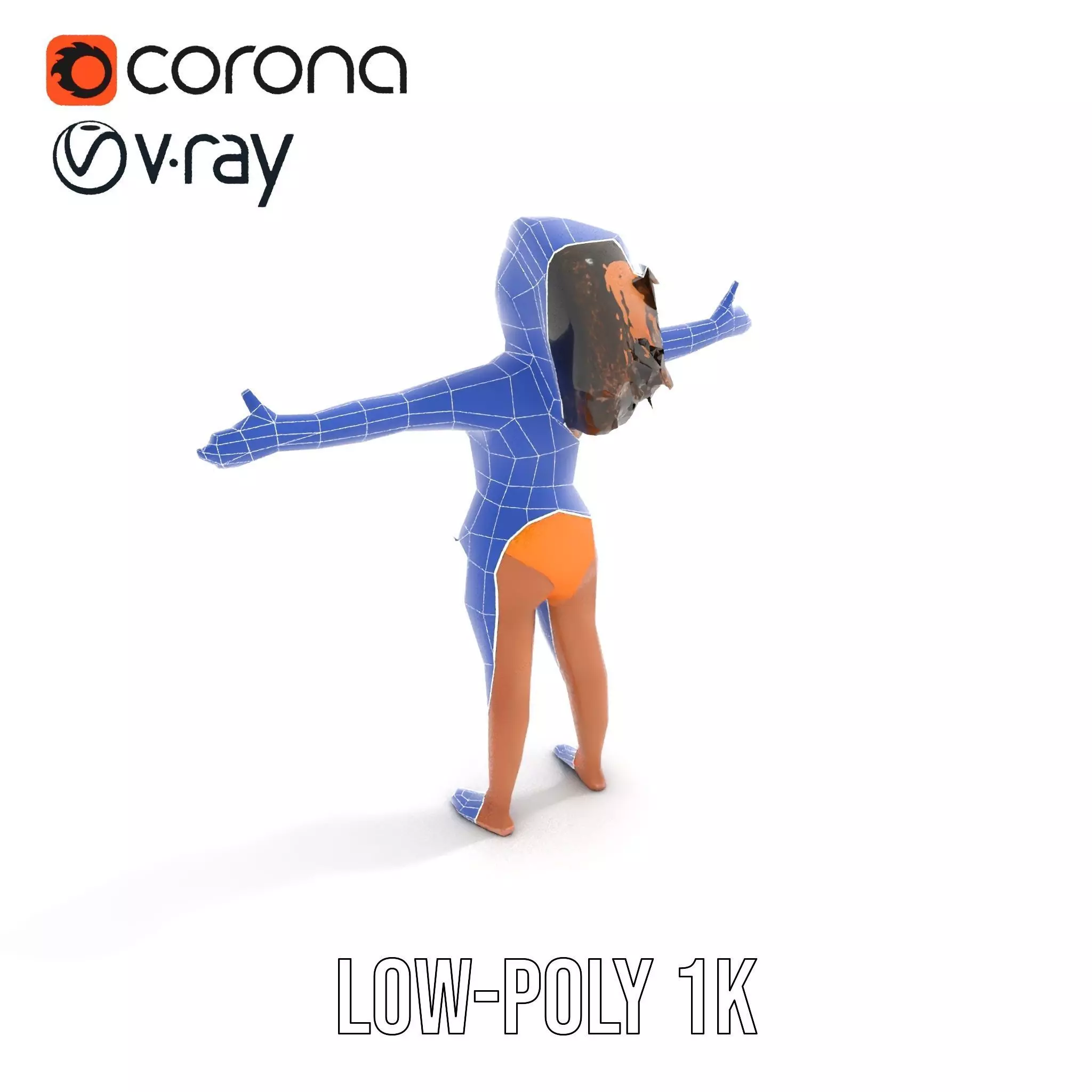 Vibrant Orange Bikini model pack Low-poly 3D model_11