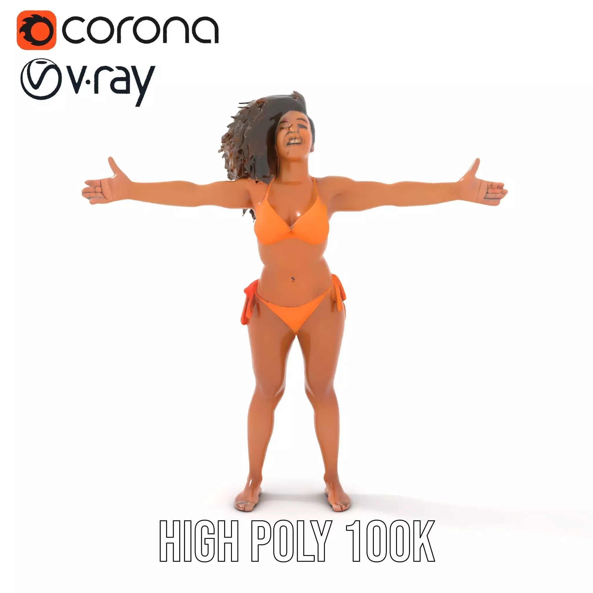 Vibrant Orange Bikini model pack Low-poly 3D model_18