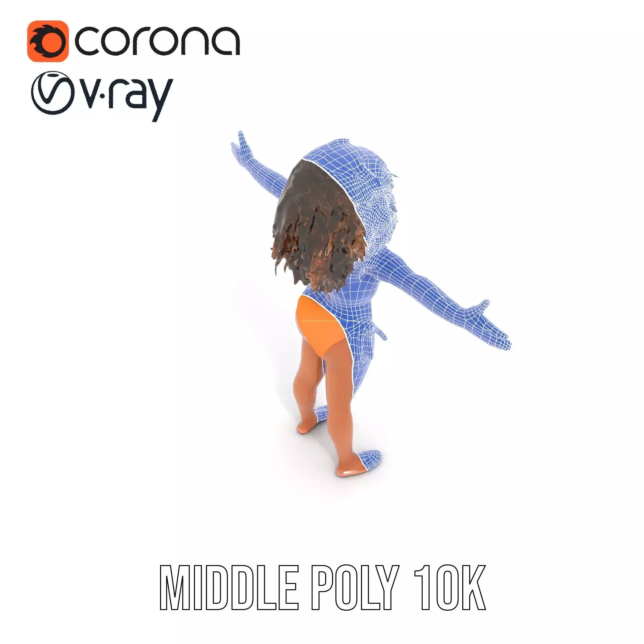 Vibrant Orange Bikini model pack Low-poly 3D model_27
