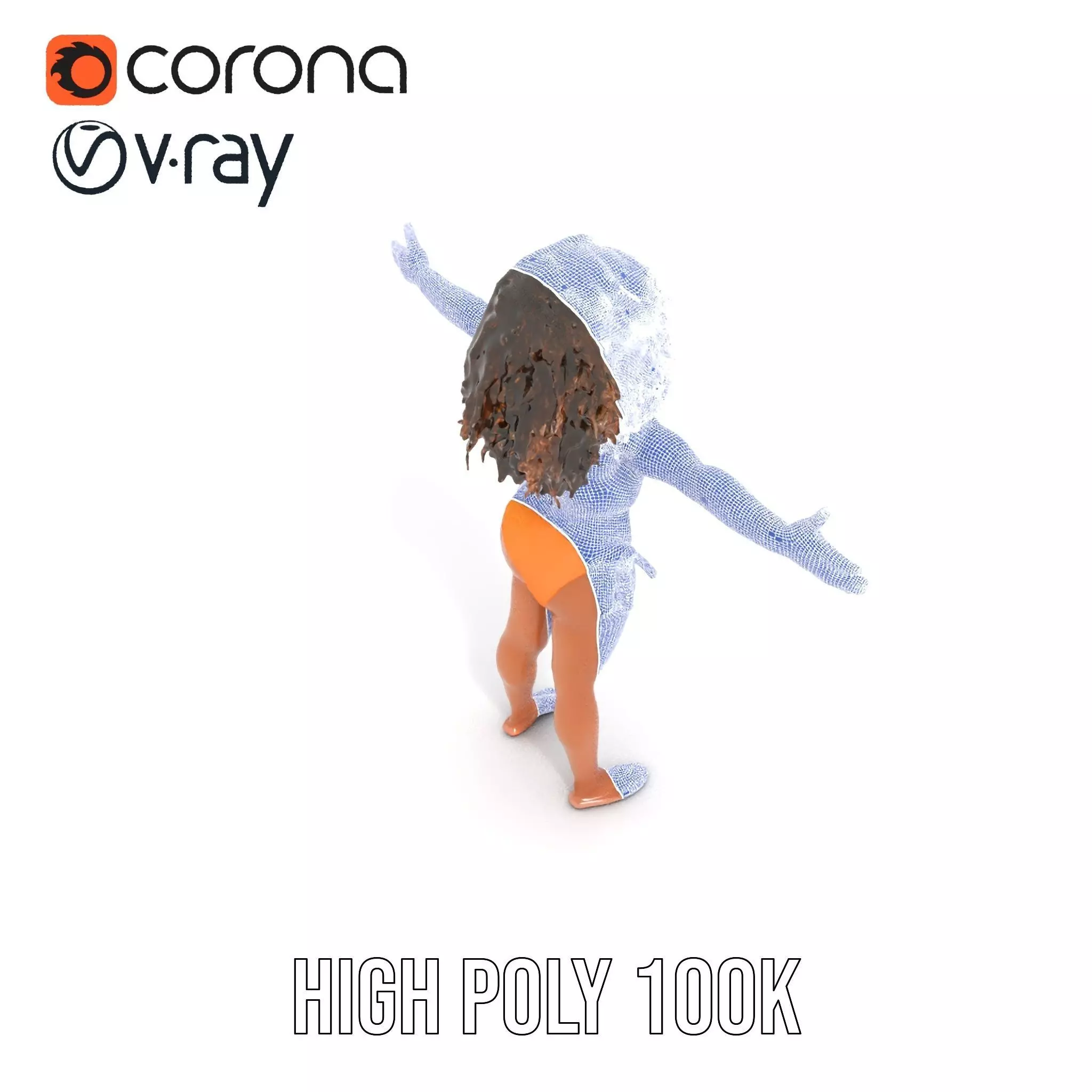 Vibrant Orange Bikini model pack Low-poly 3D model_33