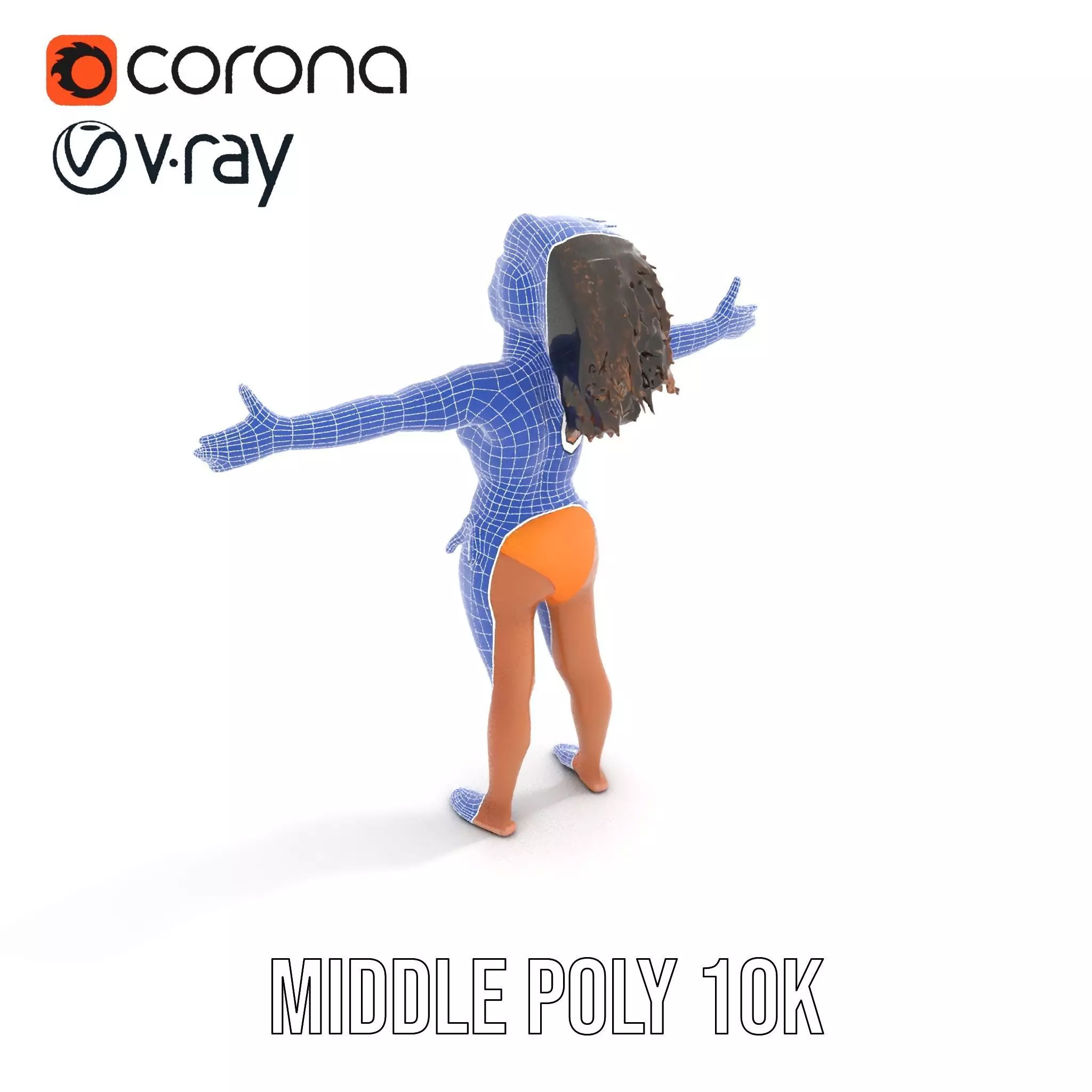 Vibrant Orange Bikini model pack Low-poly 3D model_19