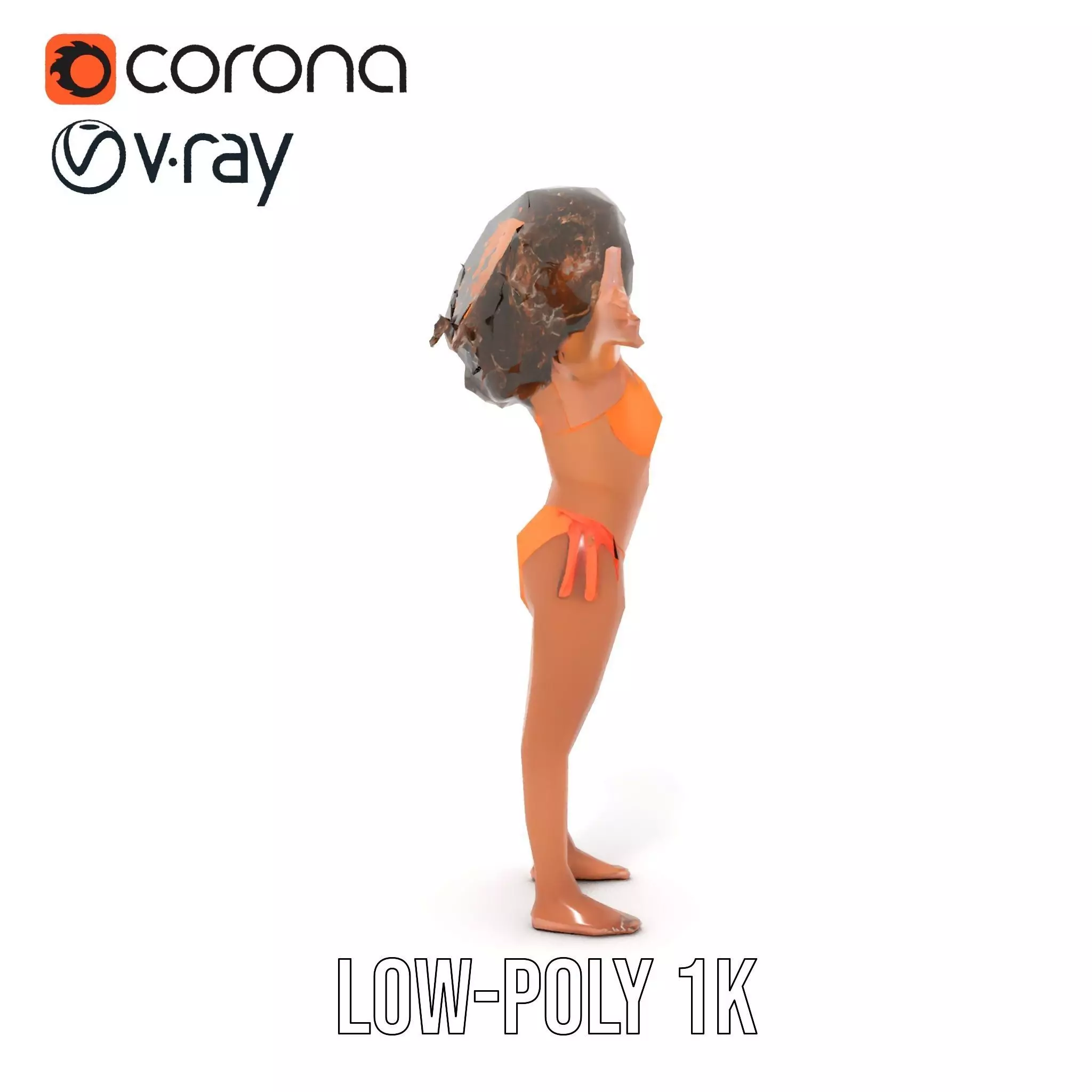 Vibrant Orange Bikini model pack Low-poly 3D model_28
