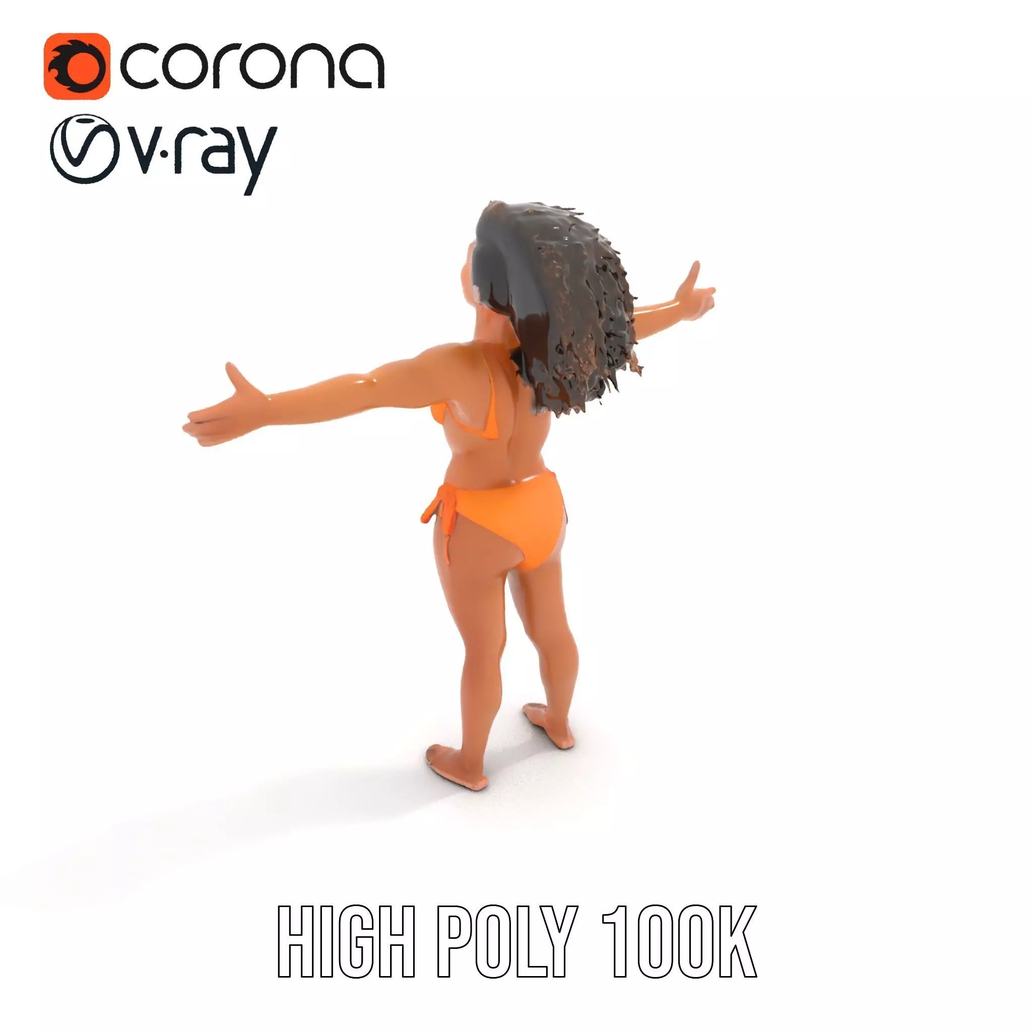 Vibrant Orange Bikini model pack Low-poly 3D model_23
