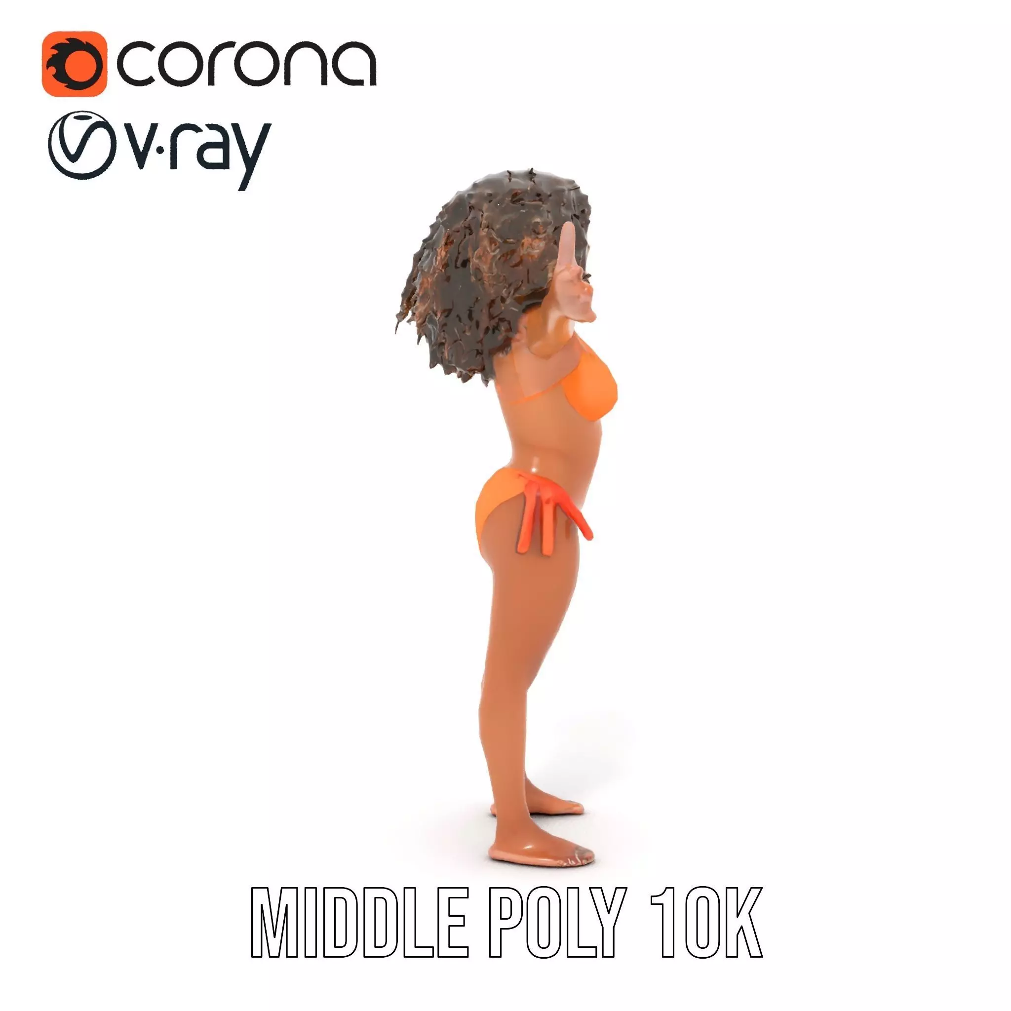 Vibrant Orange Bikini model pack Low-poly 3D model_5