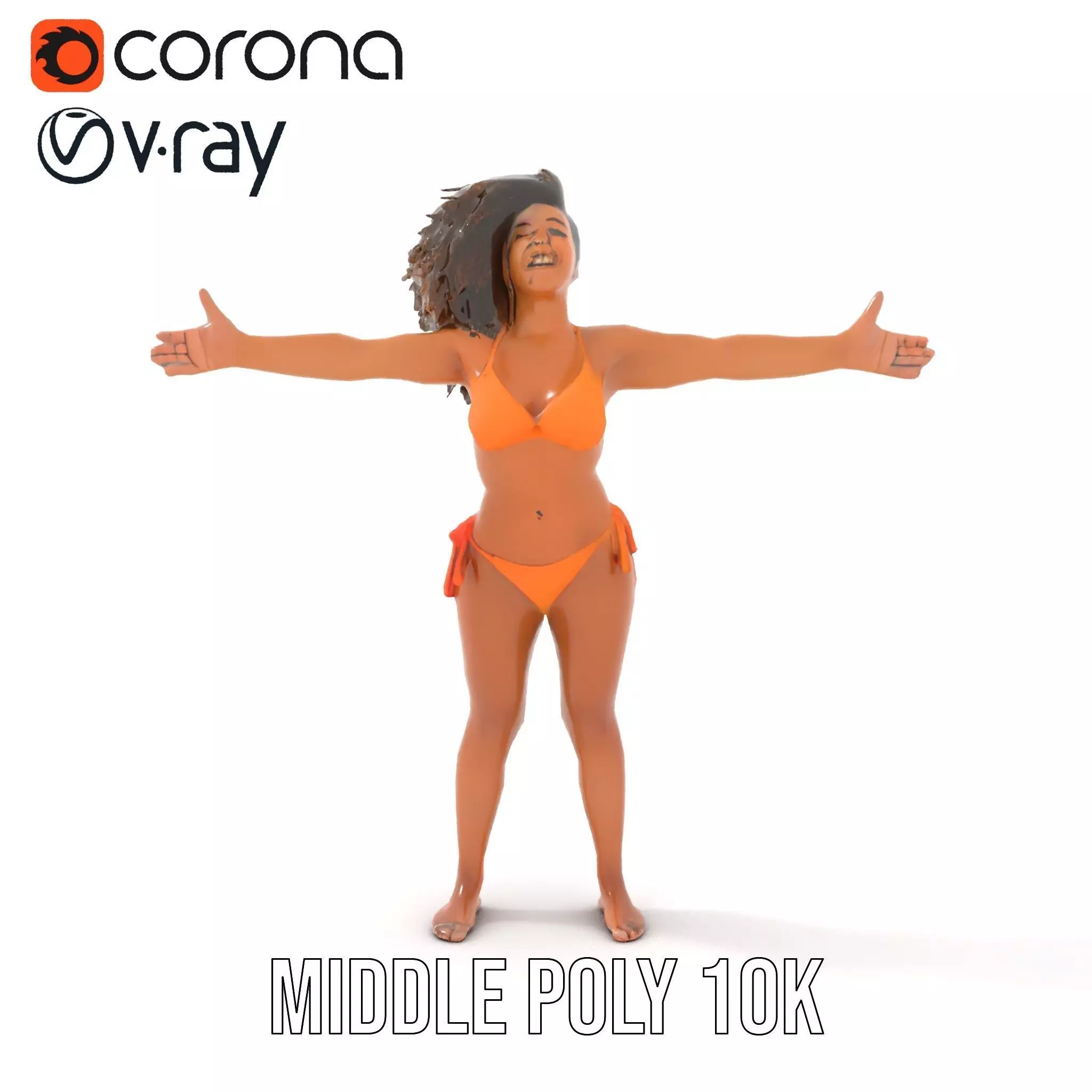 Vibrant Orange Bikini model pack Low-poly 3D model_6