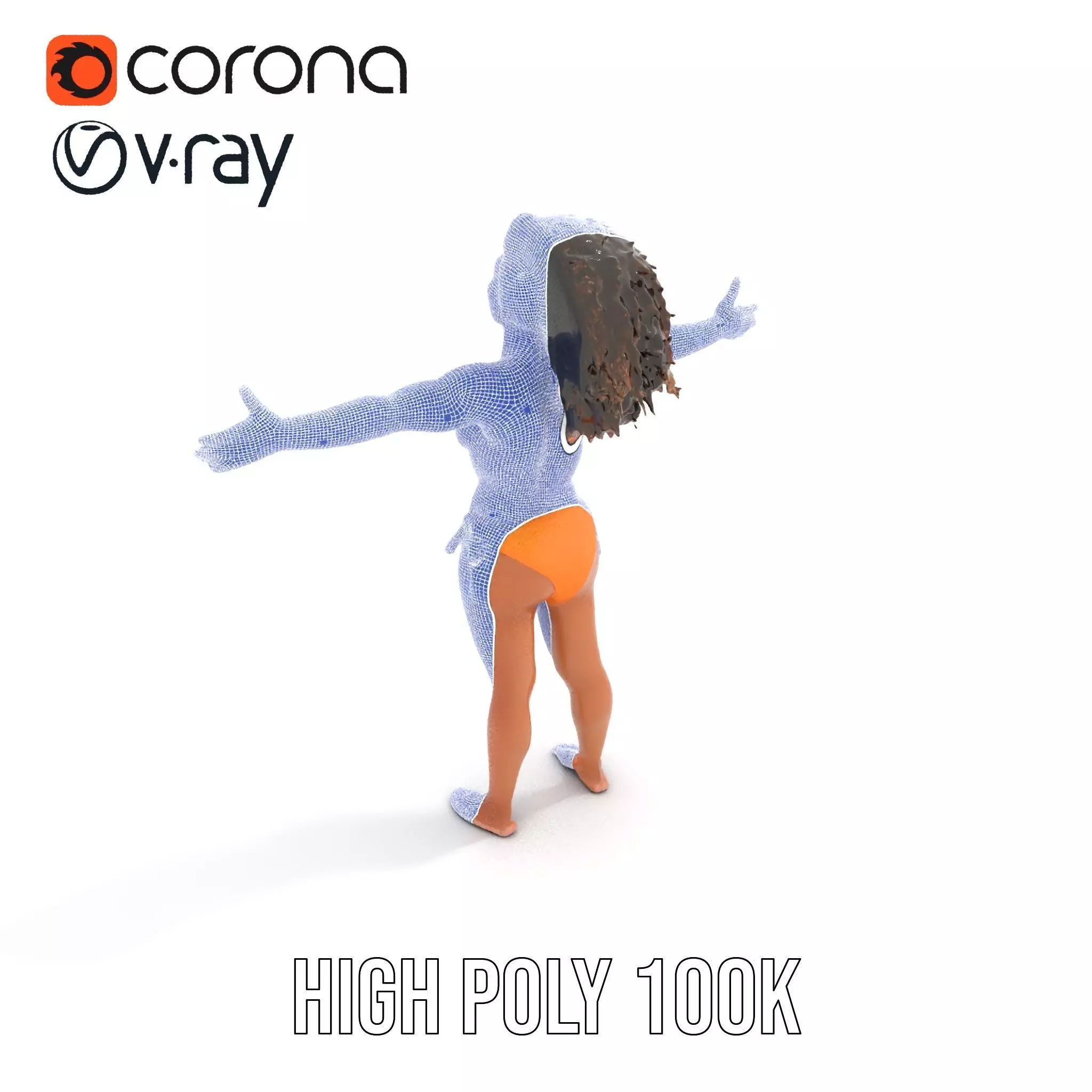 Vibrant Orange Bikini model pack Low-poly 3D model_32