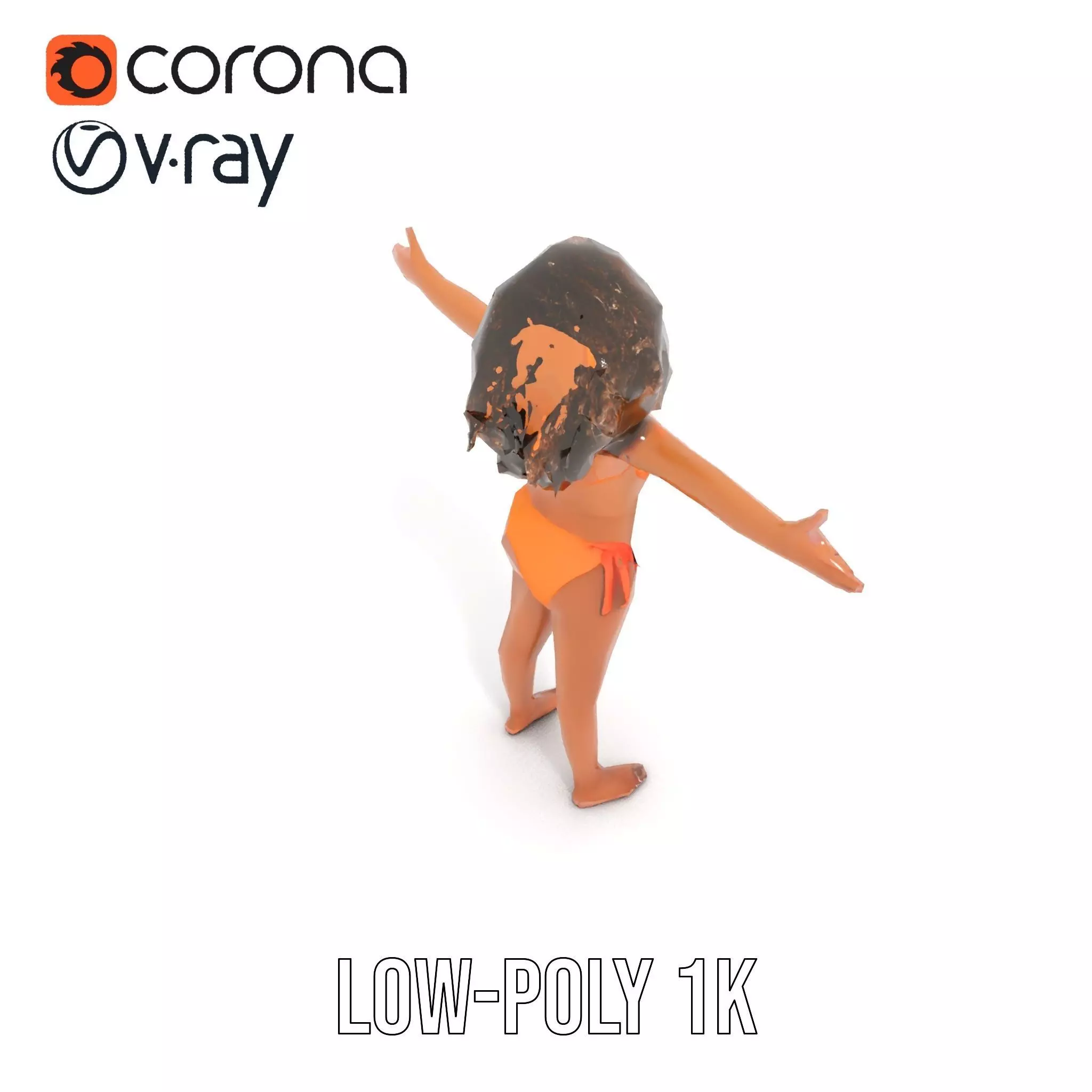 Vibrant Orange Bikini model pack Low-poly 3D model_17