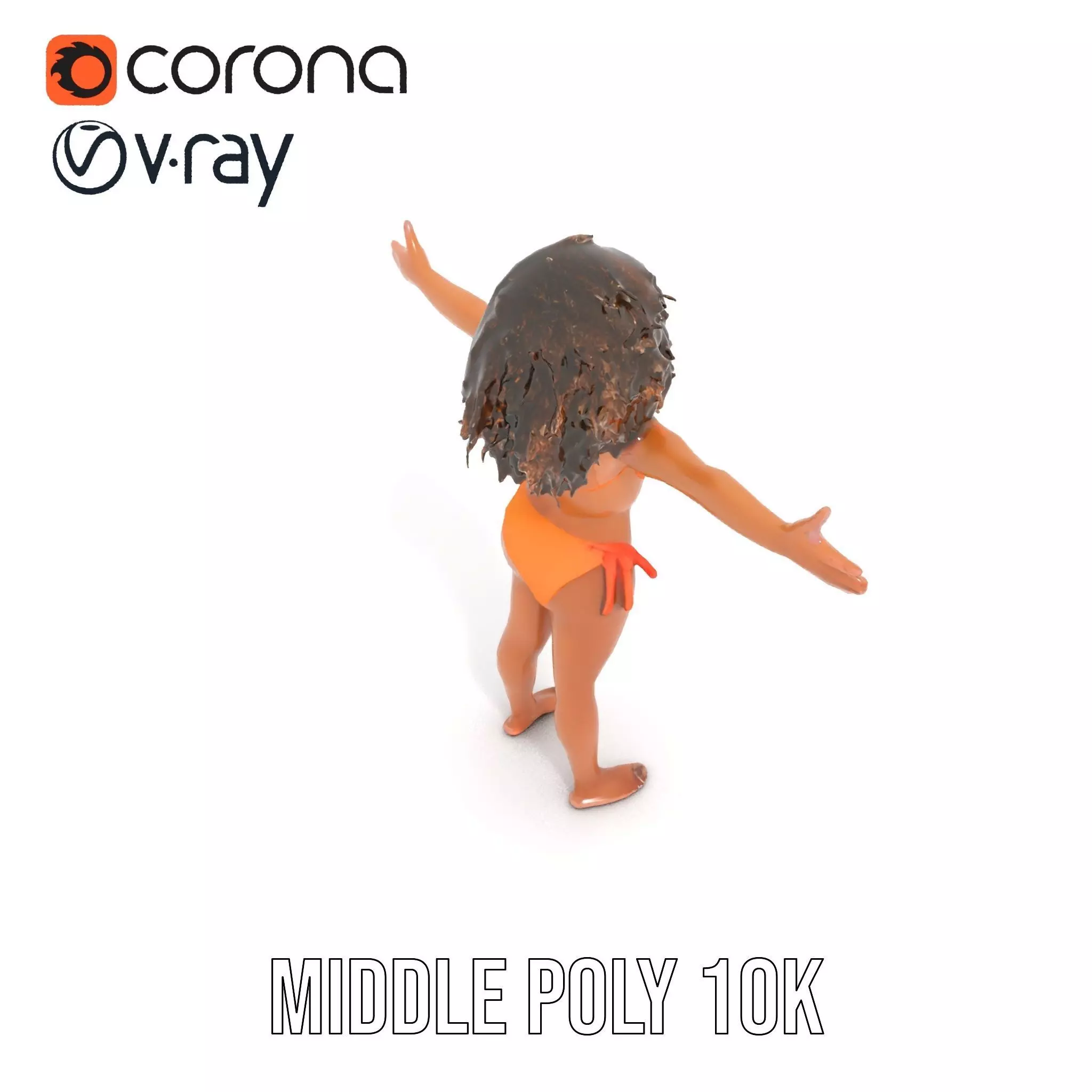 Vibrant Orange Bikini model pack Low-poly 3D model_10