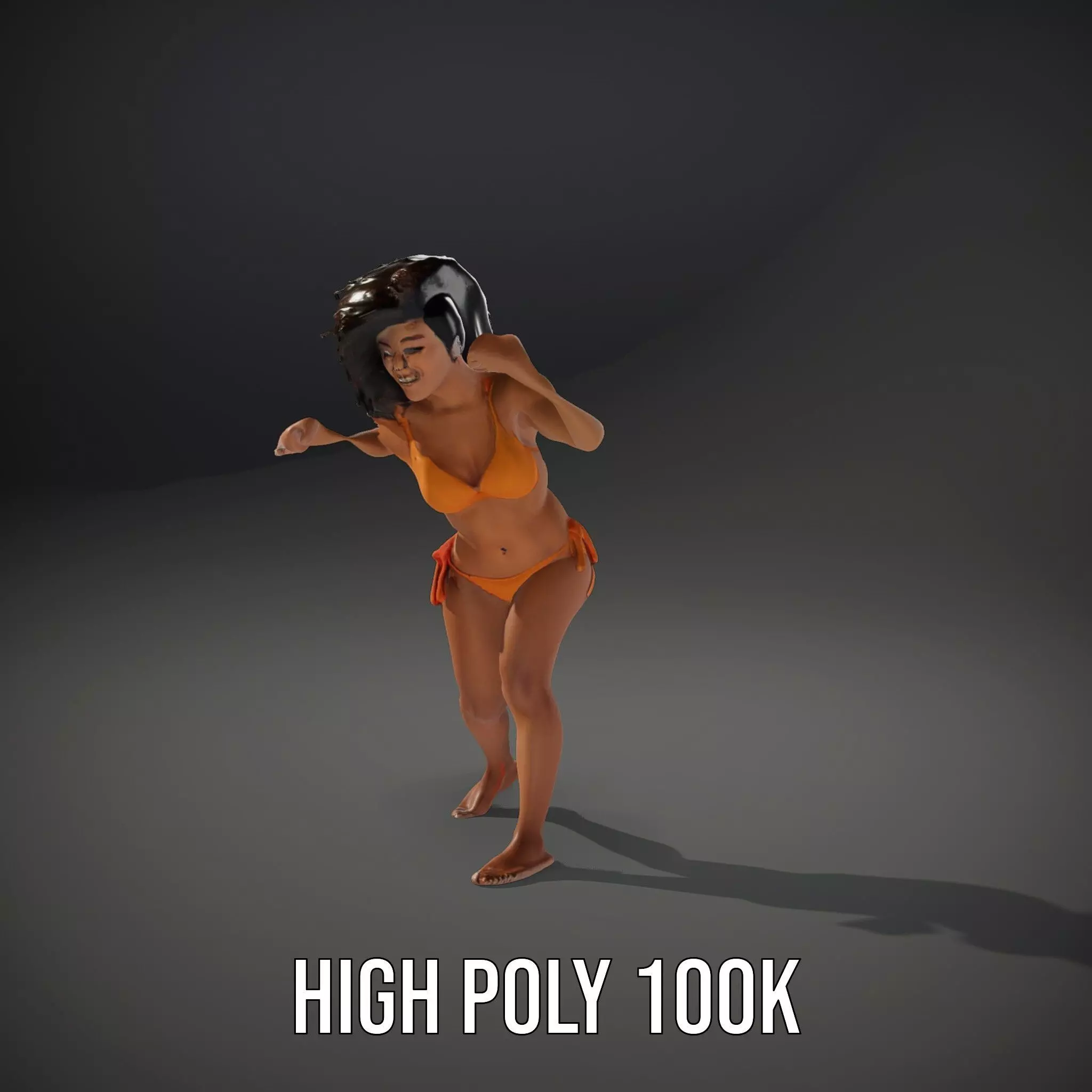 Vibrant Orange Bikini model pack Low-poly 3D model_12