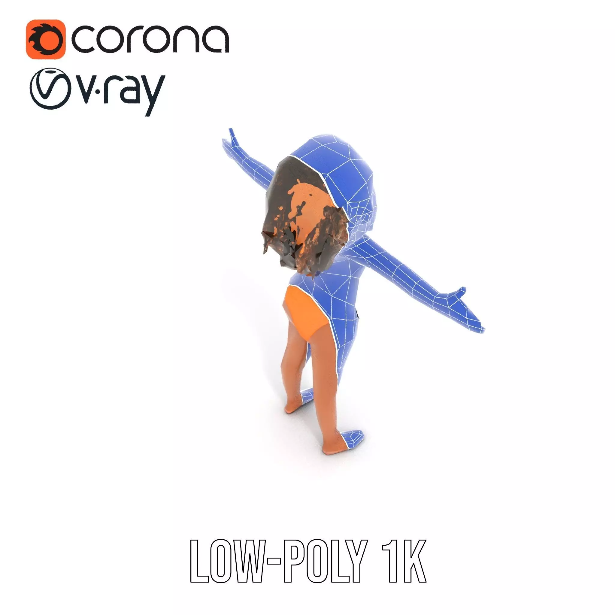 Vibrant Orange Bikini model pack Low-poly 3D model_25