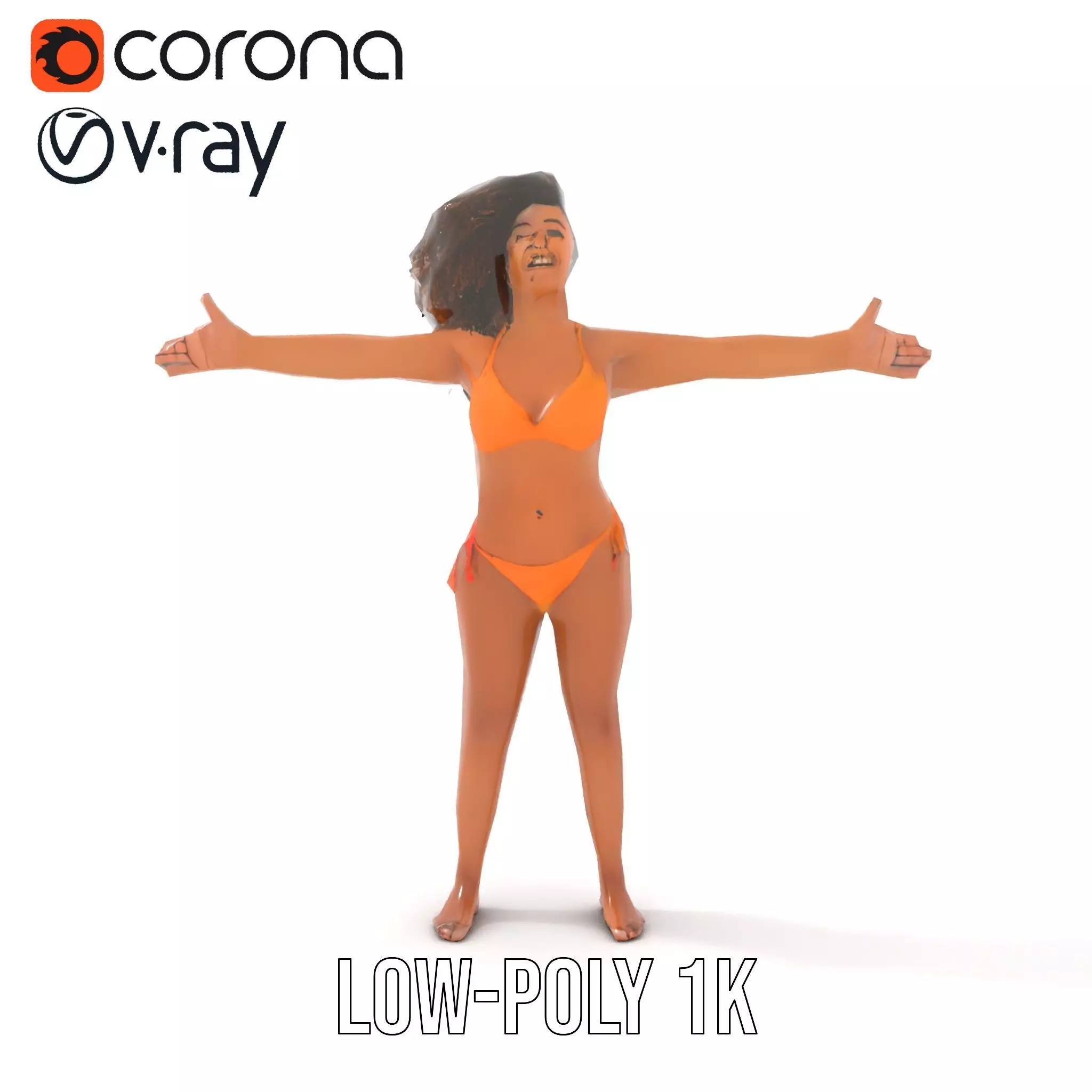 Vibrant Orange Bikini model pack Low-poly 3D model_9