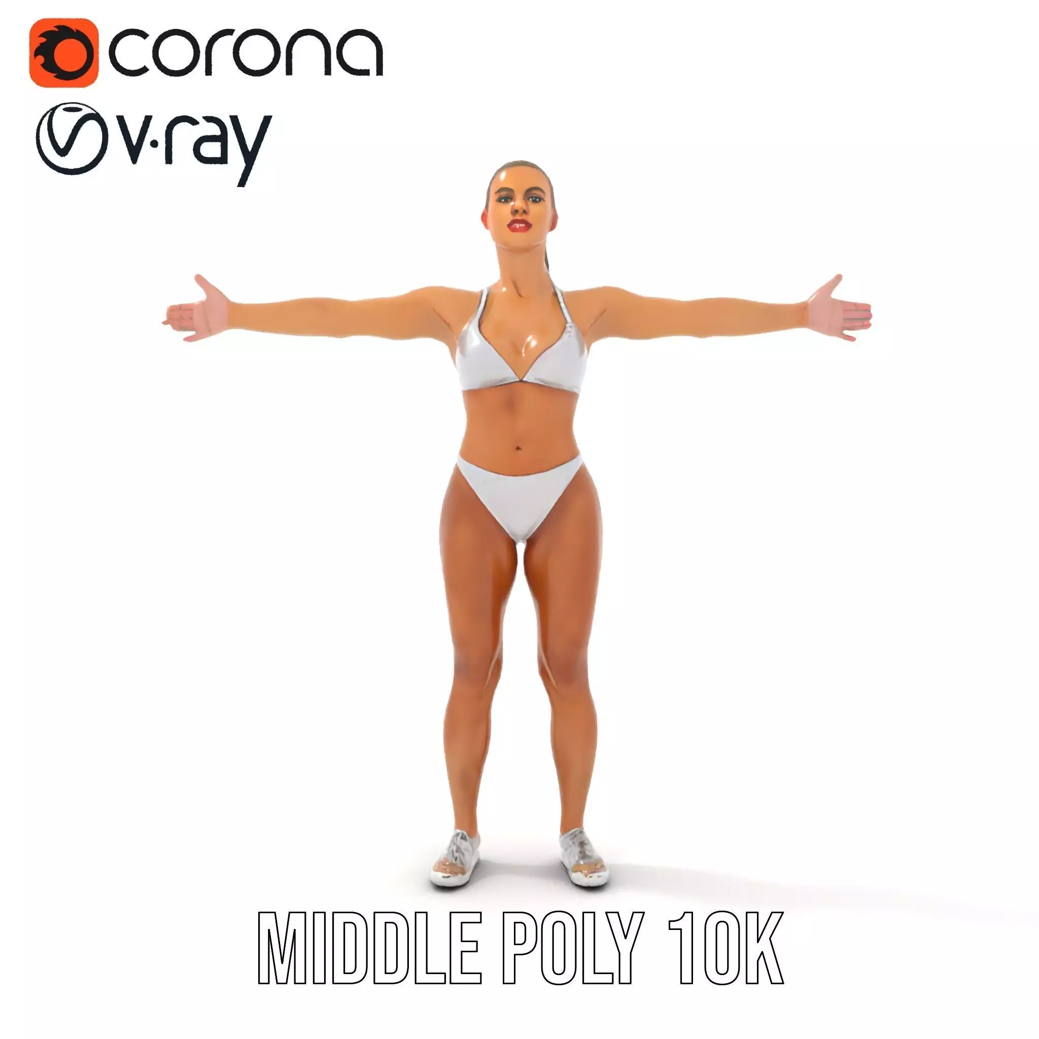 Silver Athletic Woman model pack Low-poly 3D model_15