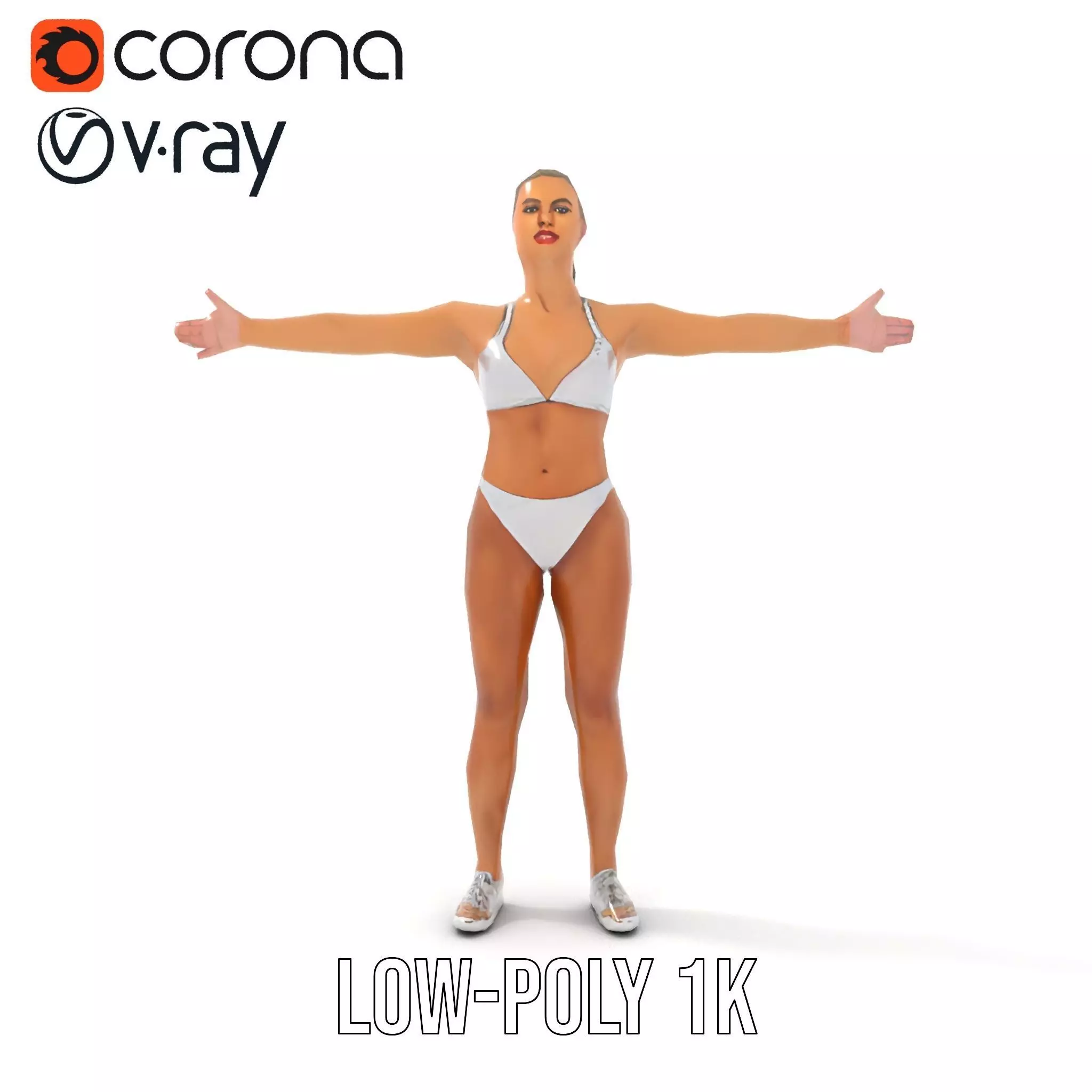 Silver Athletic Woman model pack Low-poly 3D model_7