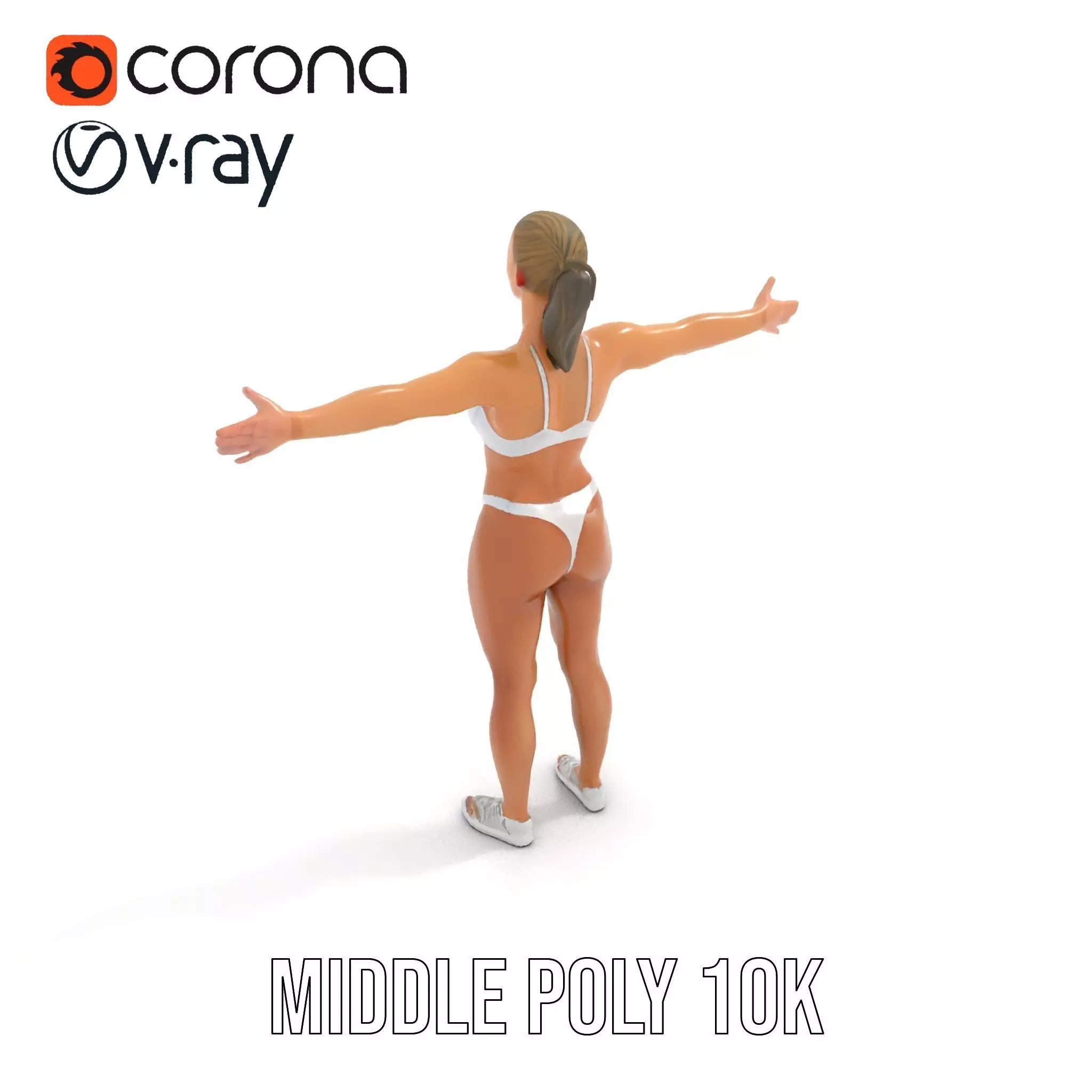 Silver Athletic Woman model pack Low-poly 3D model_6