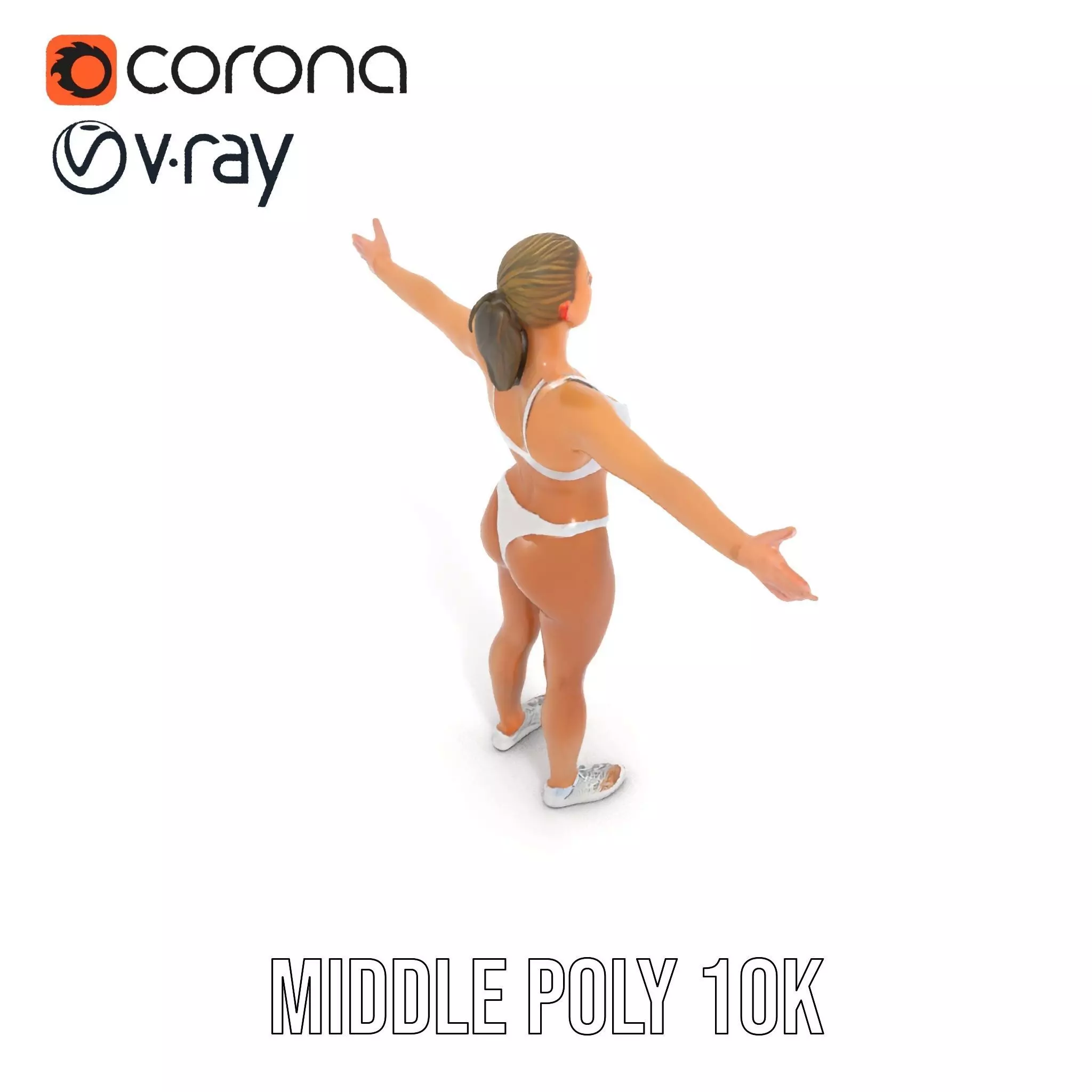 Silver Athletic Woman model pack Low-poly 3D model_5